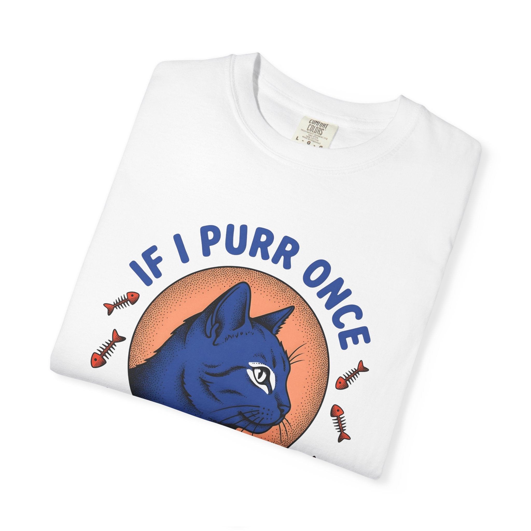 Blue Feline Artwork Shirt Cat Comedy Gift Women Colorful Tee Cat T-Shirt Cat Fan Fancy Tshirt Humor Graphic Classic Fish Spine Tshirt