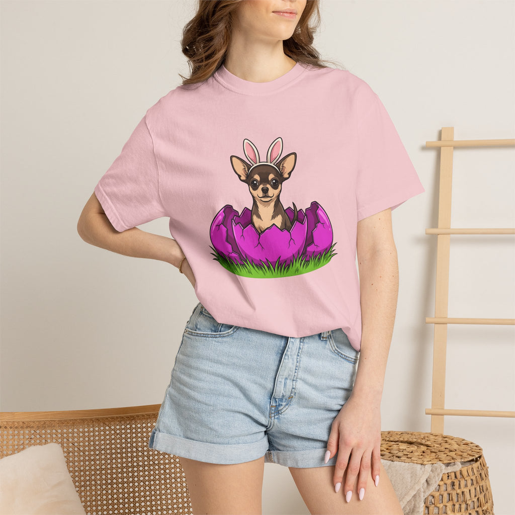 Chihuahua Bunny Ears Shirt Dog Holiday Gift Women Cartoon Tee Puppy T-Shirt Dog Fan Comic Tshirt Easter Graphic Kawaii Easter Egg Tshirt