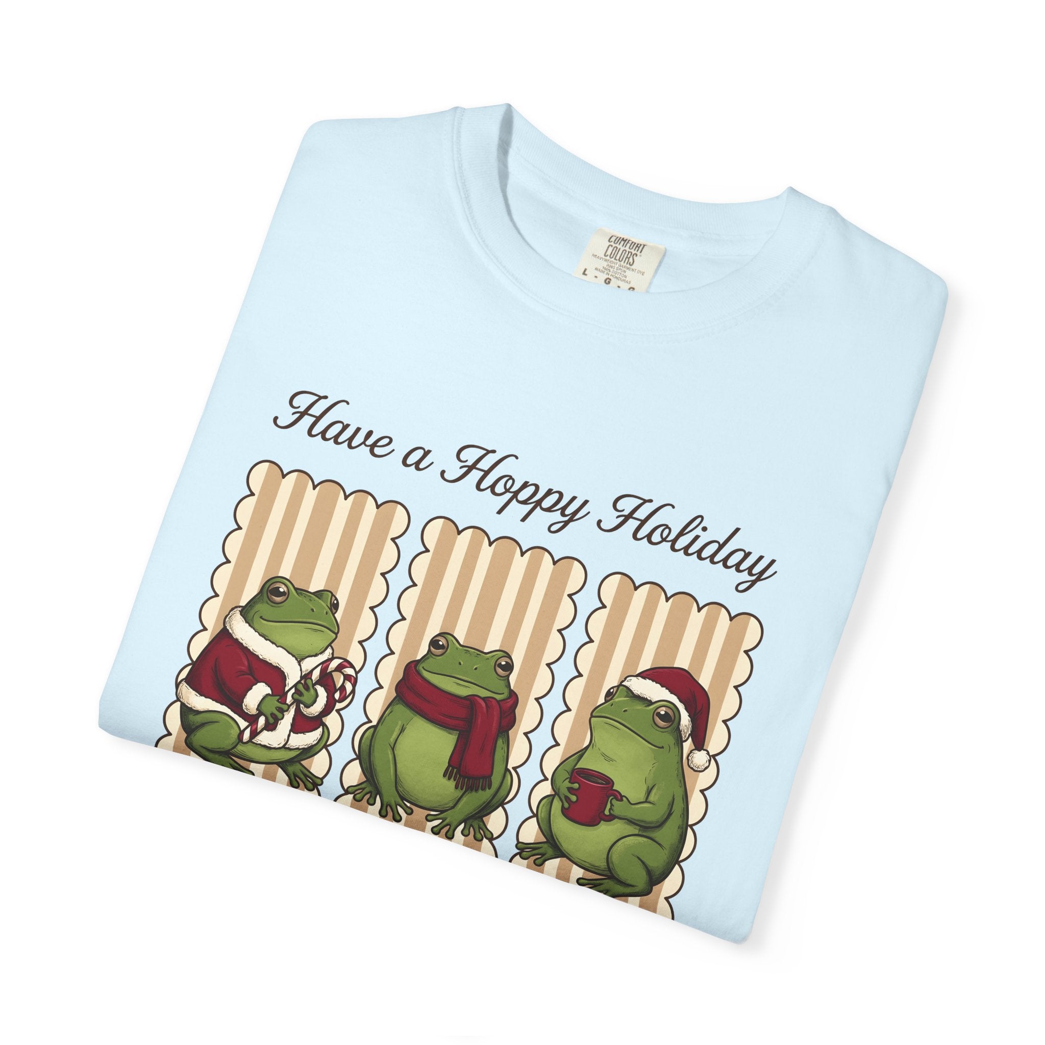 Frog Xmas Illustration Shirt Christmas Pets Gift Women Funny Tee Toad T-Shirt Xmas Fan Humorous Tshirt Animal Graphic Cartoon Santa Cap
