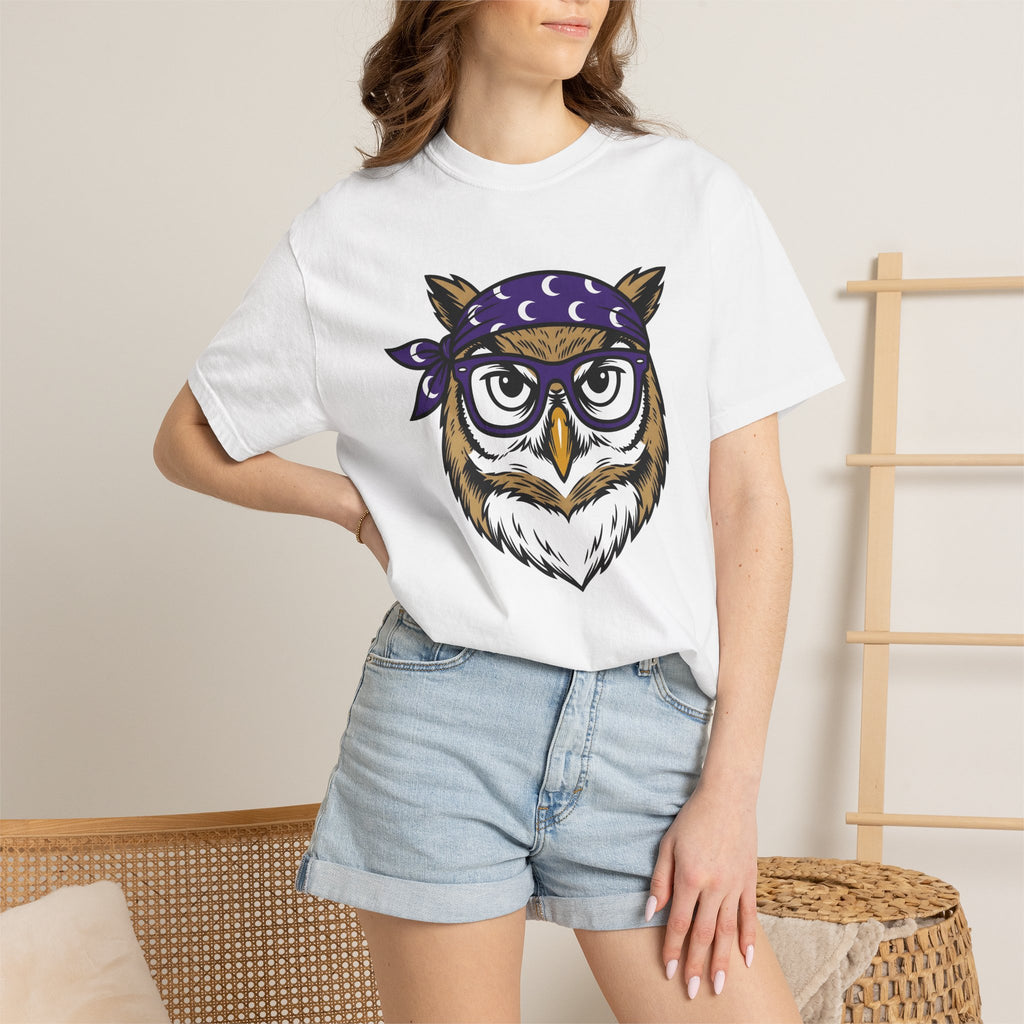 Owl Glasses Shirt Teachers Fauna Gift Women Illustration Tee Owl T-Shirt Educator Enthusiast Graphic Tee Wildlife Graphic Old School Head