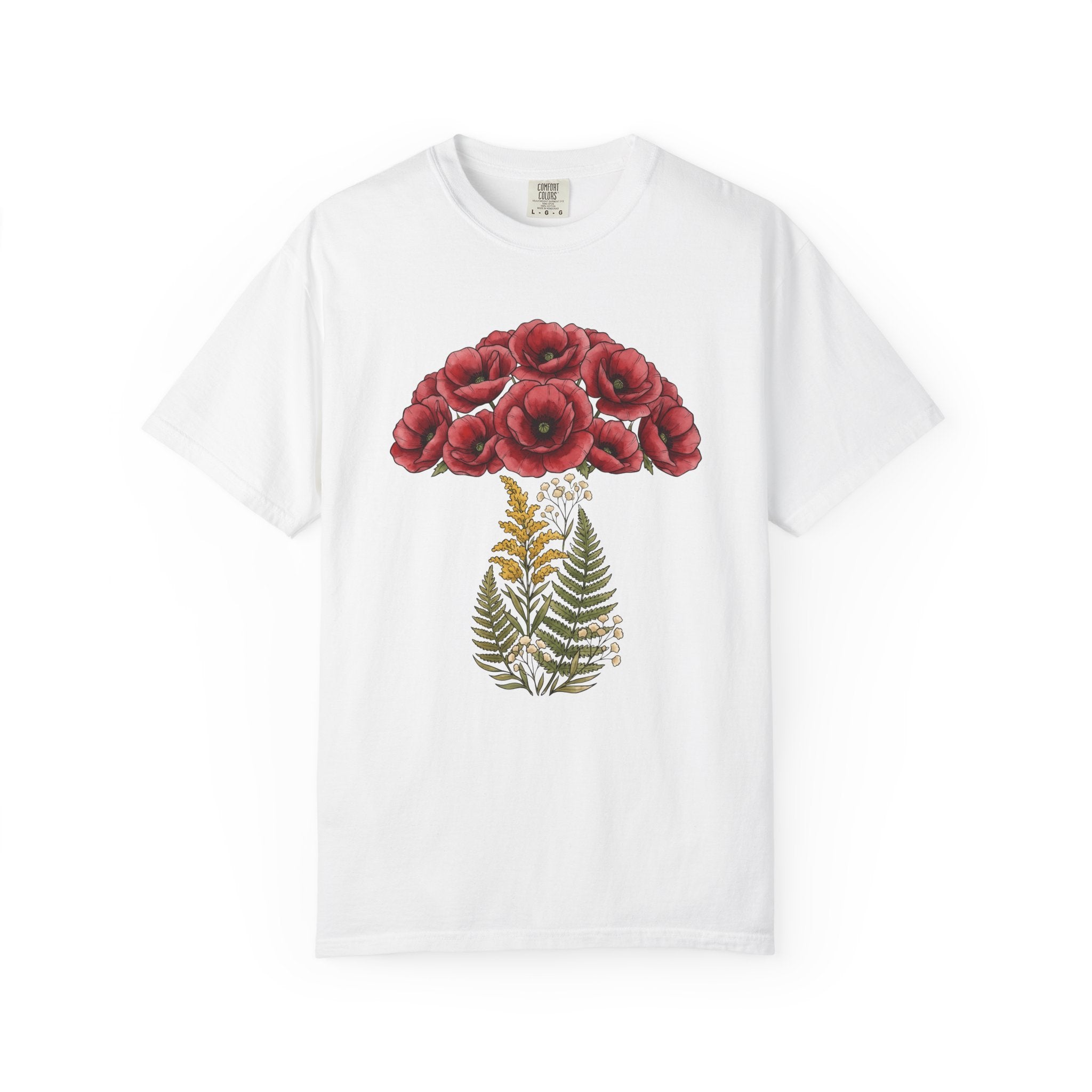 Bloom Mushroom Shirt Cottagecore Plants Gift Women Herbal Tee Fungus T-Shirt Cottagecore Fan Botanical Tshirt Floral Graphic Hand Drawn