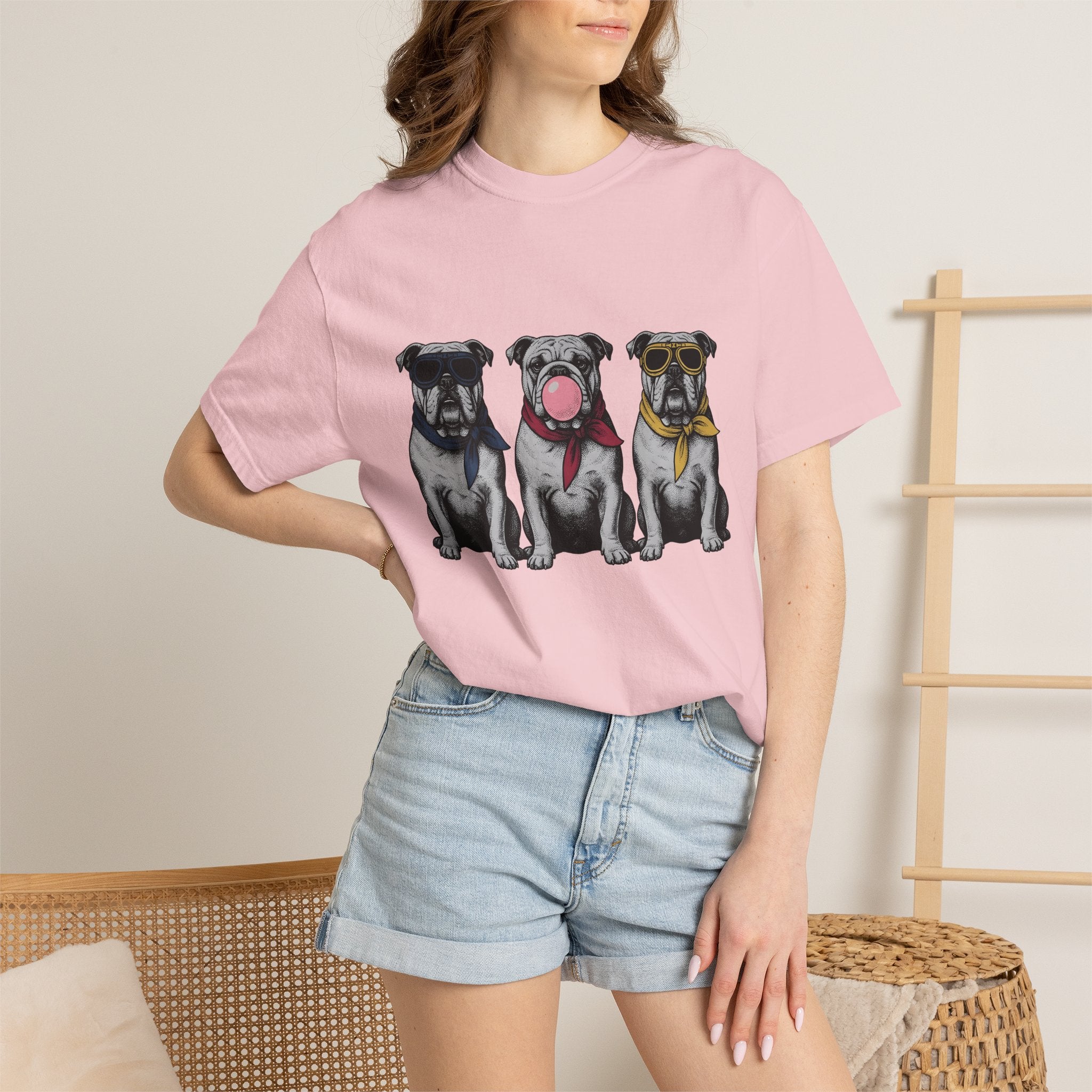 Bulldog Pack Shirt Dog Funny Gift Women Retro Tee Bulldog T-Shirt Dog Fan Bulldog Retro Tshirt Humor Graphic Sketch Shades Tshirt
