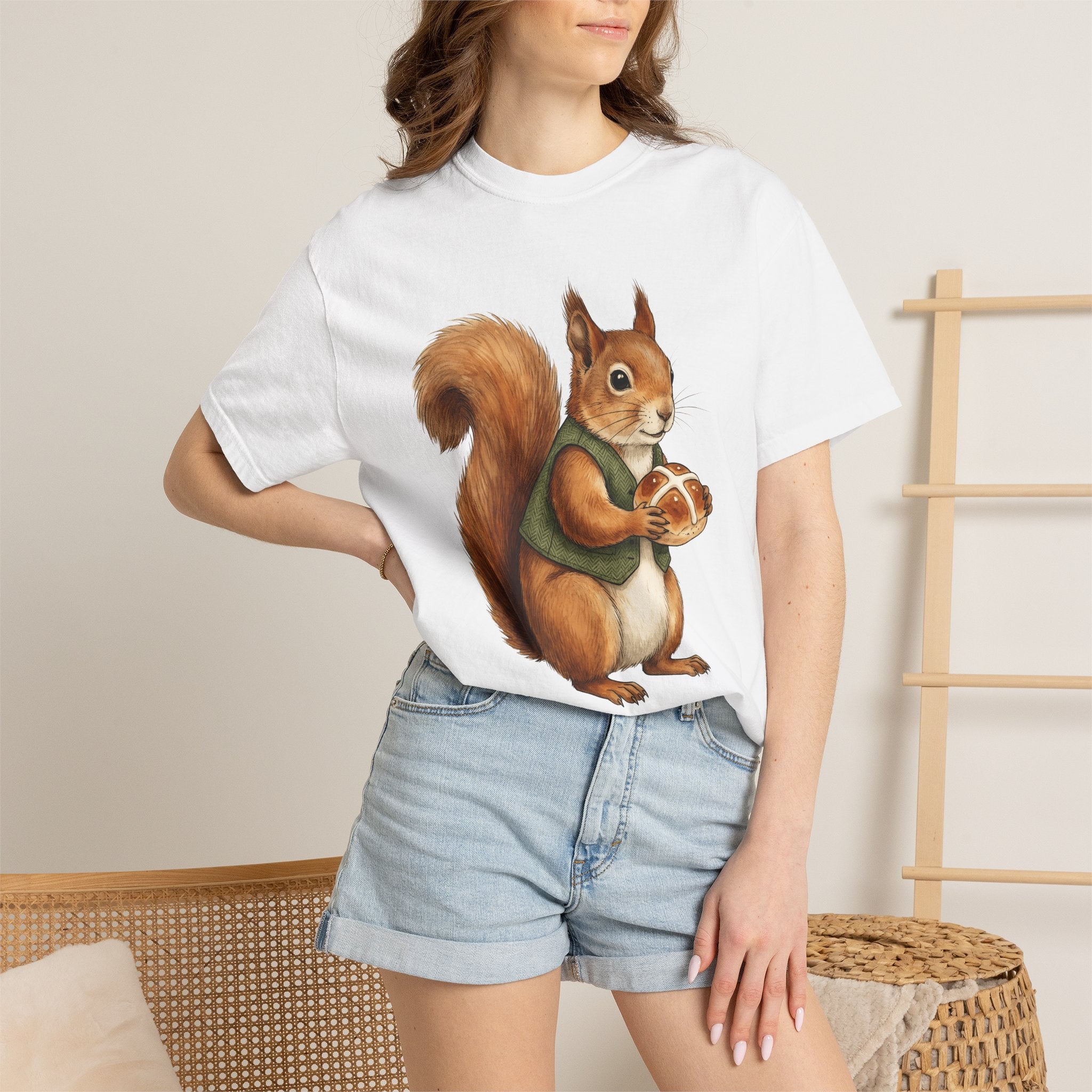 Squirrel Treat Shirt Easter Creatures Gift Women Line Art Tee Nut T-Shirt Easter Fan Squirrel Graphic Cartoon Jacket Tshirt