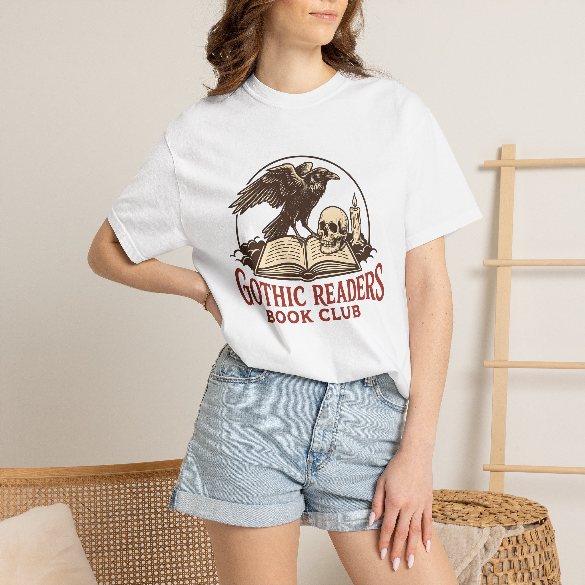 Raven Skull Book Shirt Gothic Book Gift Women Gothic Tee Skull T-Shirt Occult Fan Dark Tshirt Novelty Graphic Vintage Candle Tshirt