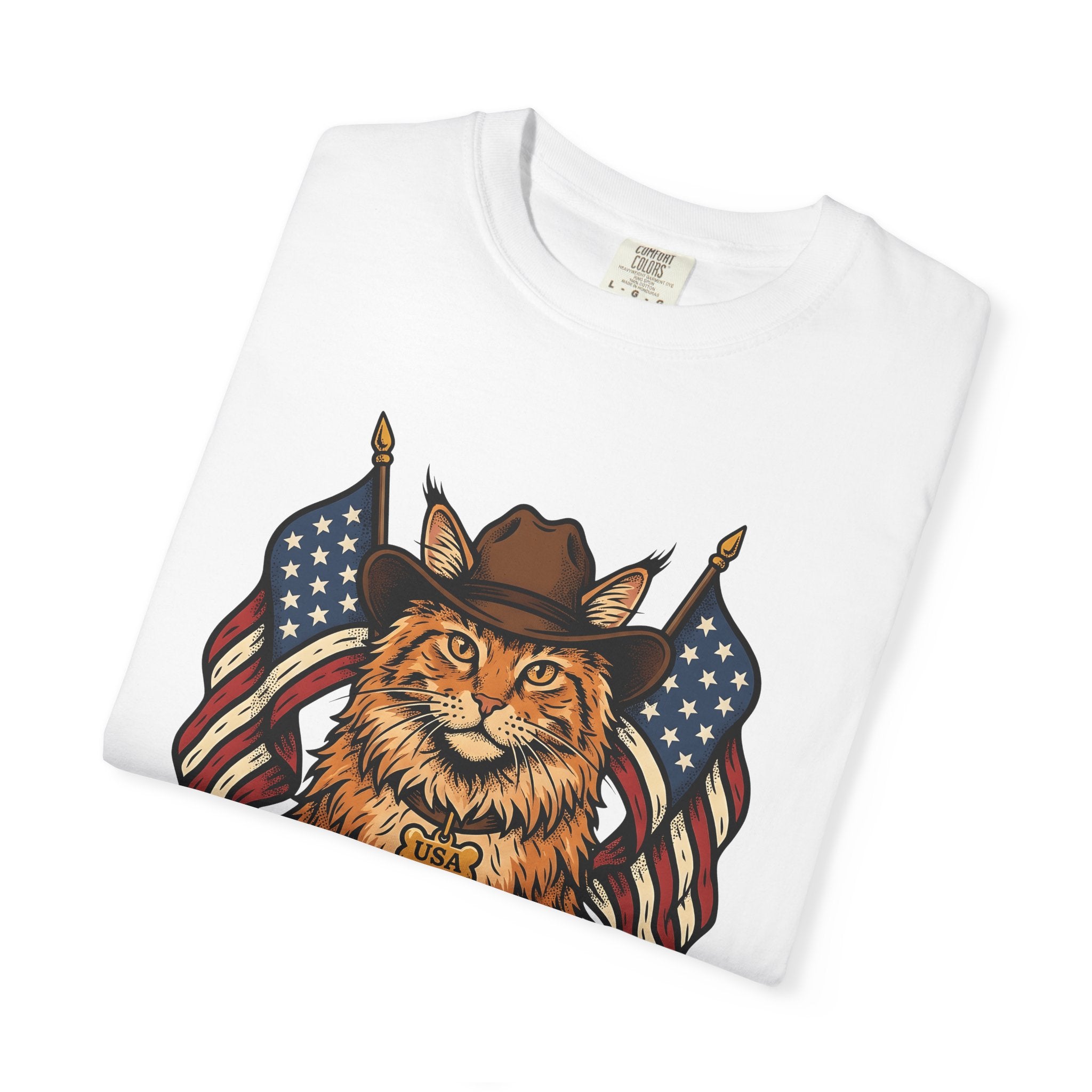 Cowboy Cat Shirt America/4th Of July Patriotic Gift Women Vintage Tee Kitty Cat T-Shirt Independence Day Fan Retro Tshirt Nationalistic