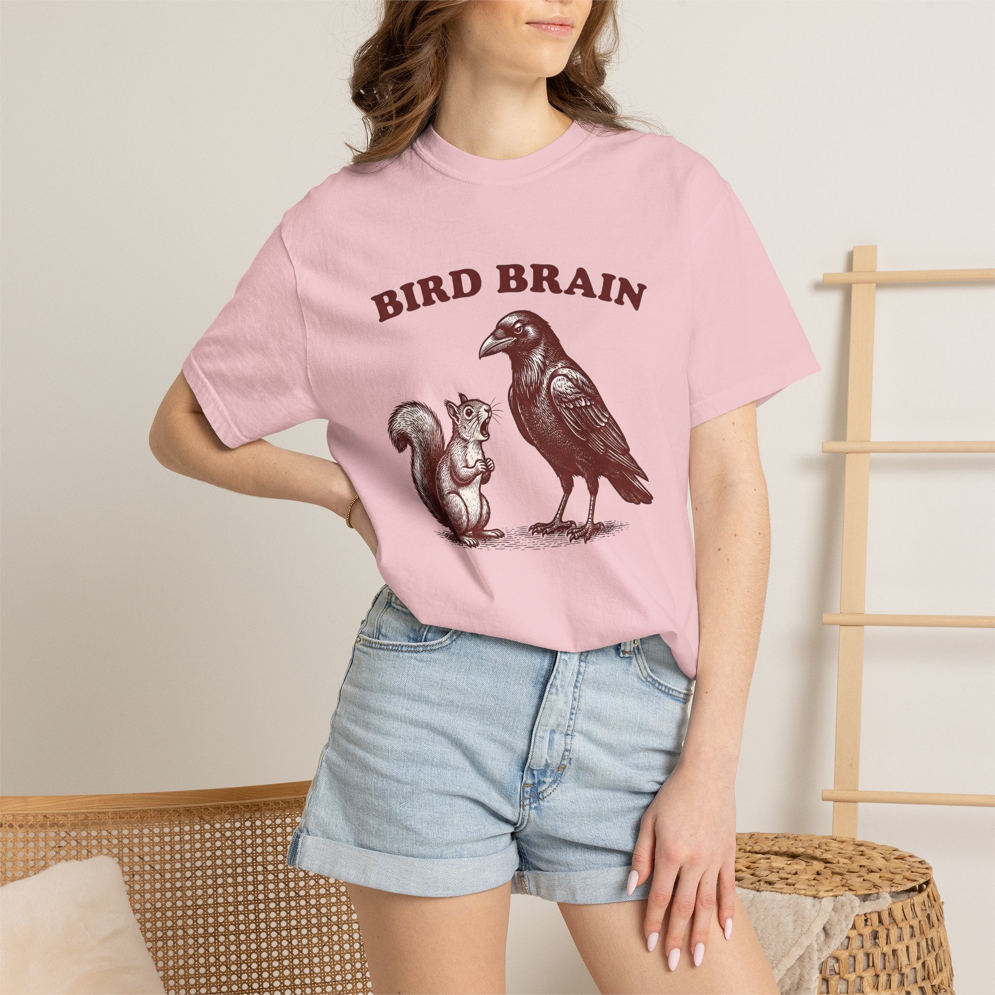 Raven Squirrel Shirt Funny Animal Gift Women Vintage Tee Squirrel T-Shirt Humor Fan Retro Tshirt Wildlife Graphic Hand Drawn Animal Graphic