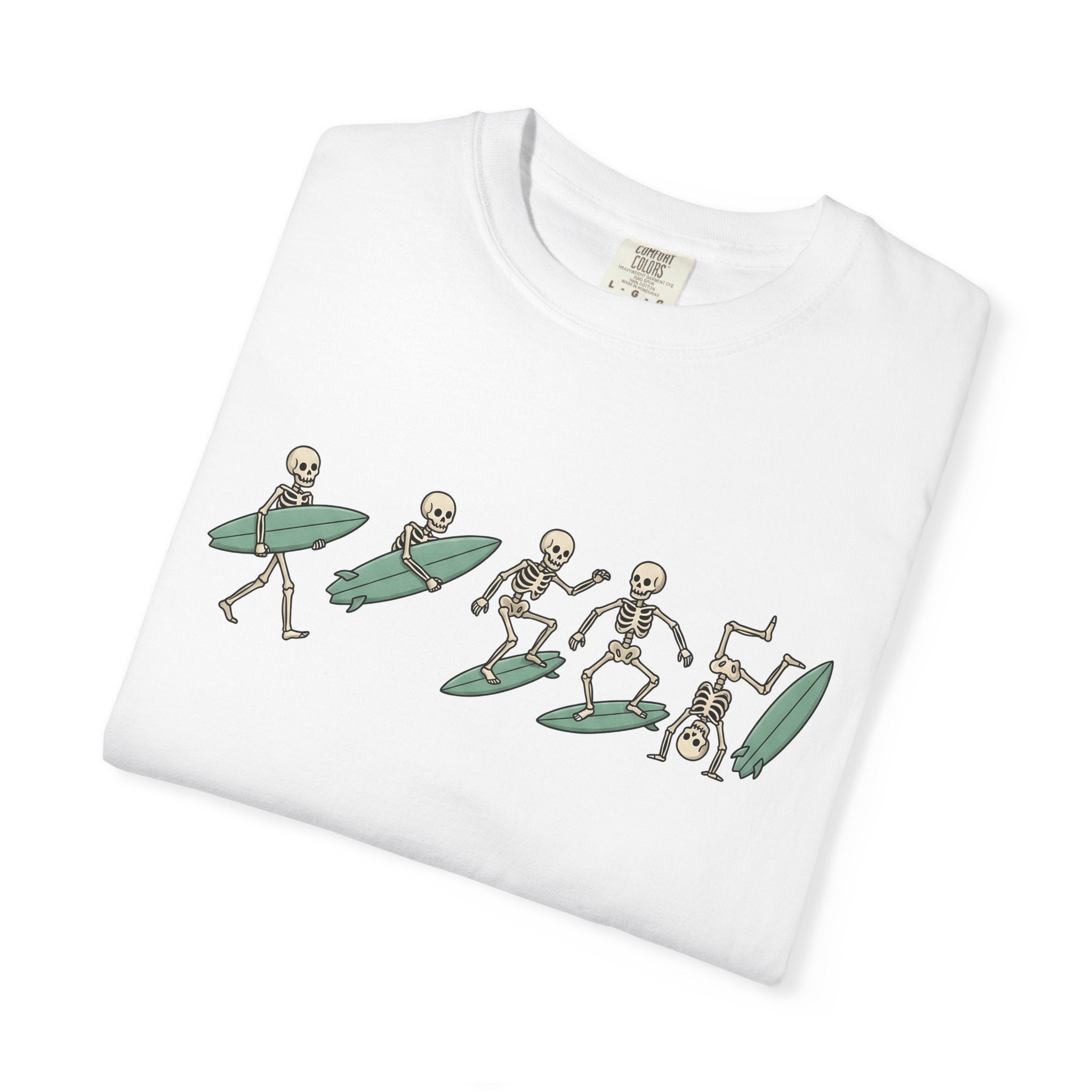 Skeleton Wave Riding Shirt Surfing Coast Gift Women Caricature Tee Surfboard T-Shirt Surfer Fan Coastal Graphic Doodle Longboard Tshirt