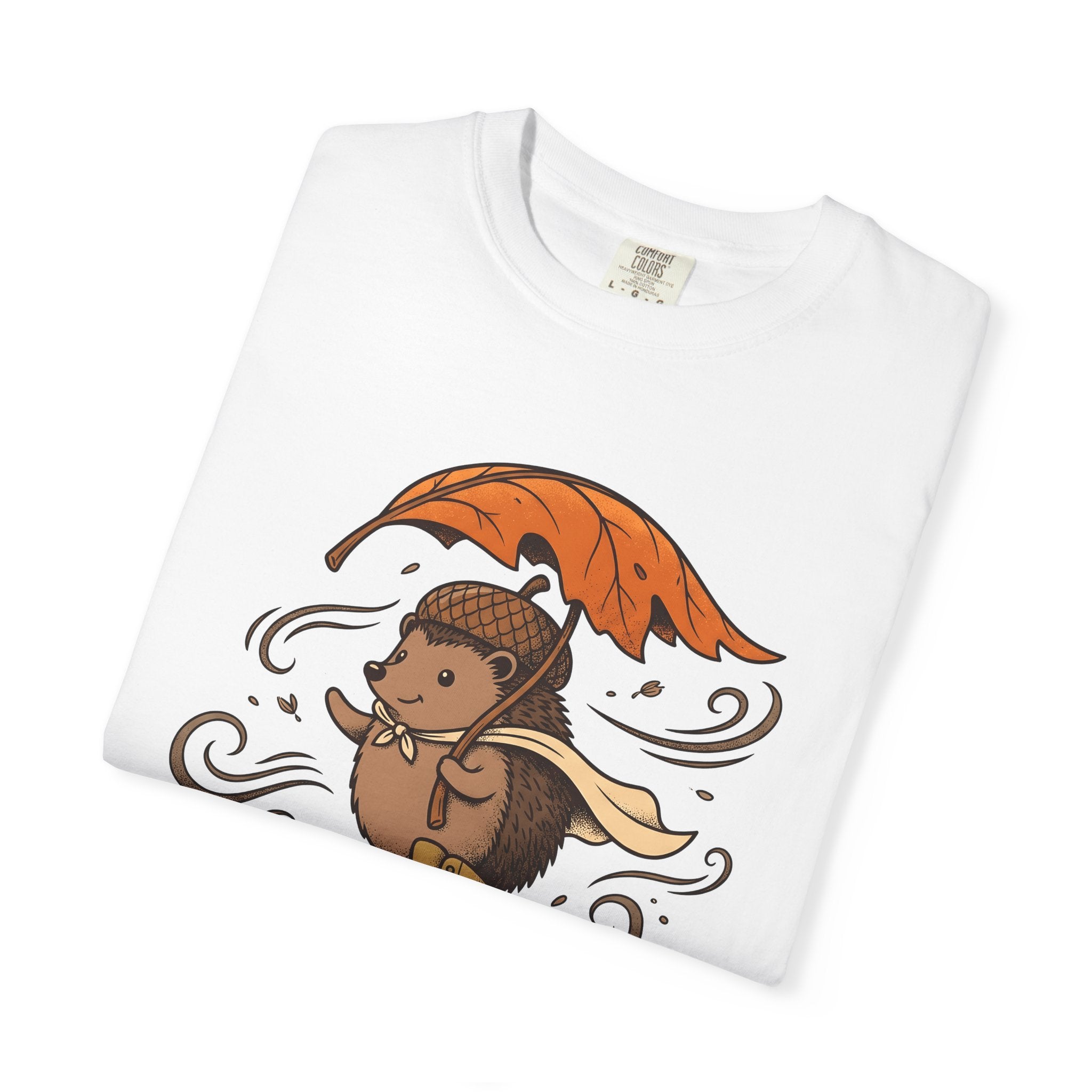Spiny Hedgehog Skate Shirt Animals Foliage Gift Women Lovable Tee Hedgehog T-Shirt Wildlife Fan Cute Tshirt Foliage Graphic Sketch Leaf