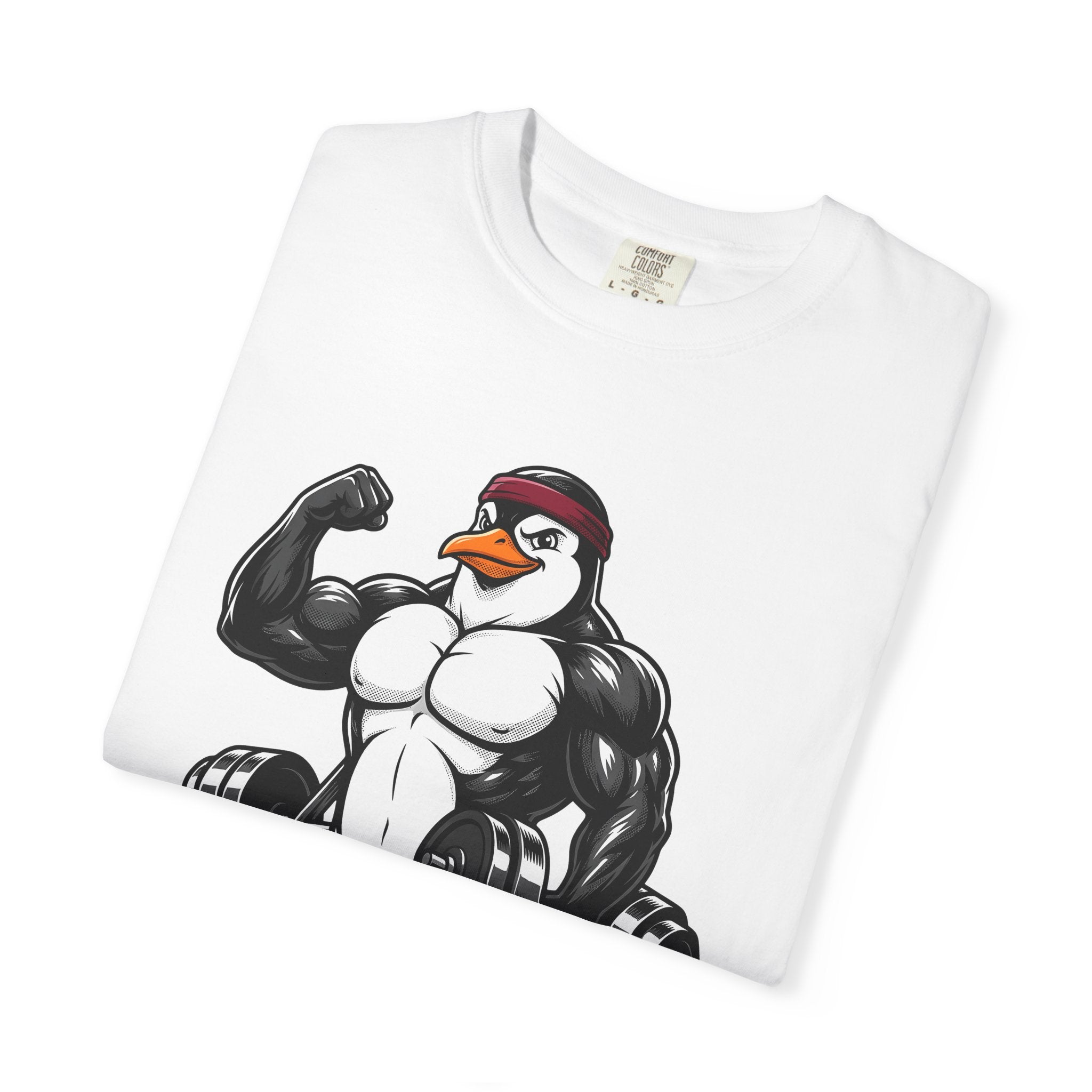 Muscular Penguin Shirt Fitness Wildlife Gift Women Comic Tee Penguin T-Shirt Gym Enthusiast Cartoon Tshirt Wildlife Graphic Tshirt Cartoon