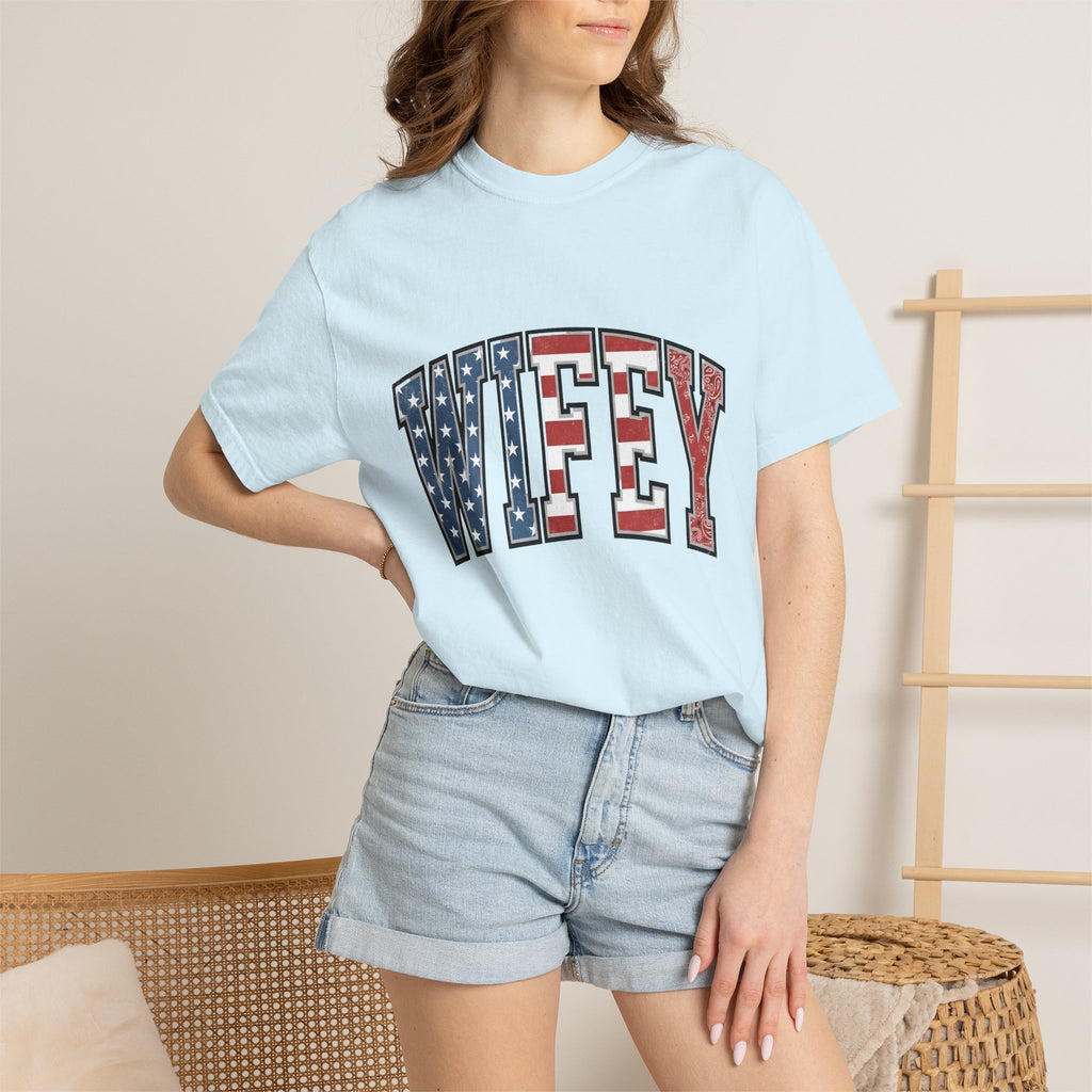American Flag Lettering Shirt America/4th Of July Spouse Gift Women Grunge Tee Typography T-Shirt Patriot Fan Distressed Tshirt Husband