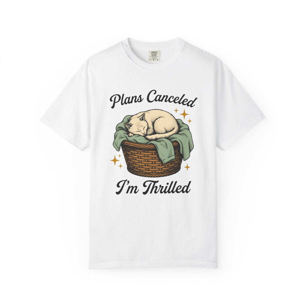 Sleeping Cat Shirt Cat Introvert Gift Women Vintage Tee Kitten T-Shirt Feline Fan Retro Tshirt Quiet Graphic Hand Drawn Wicker Basket Tshirt