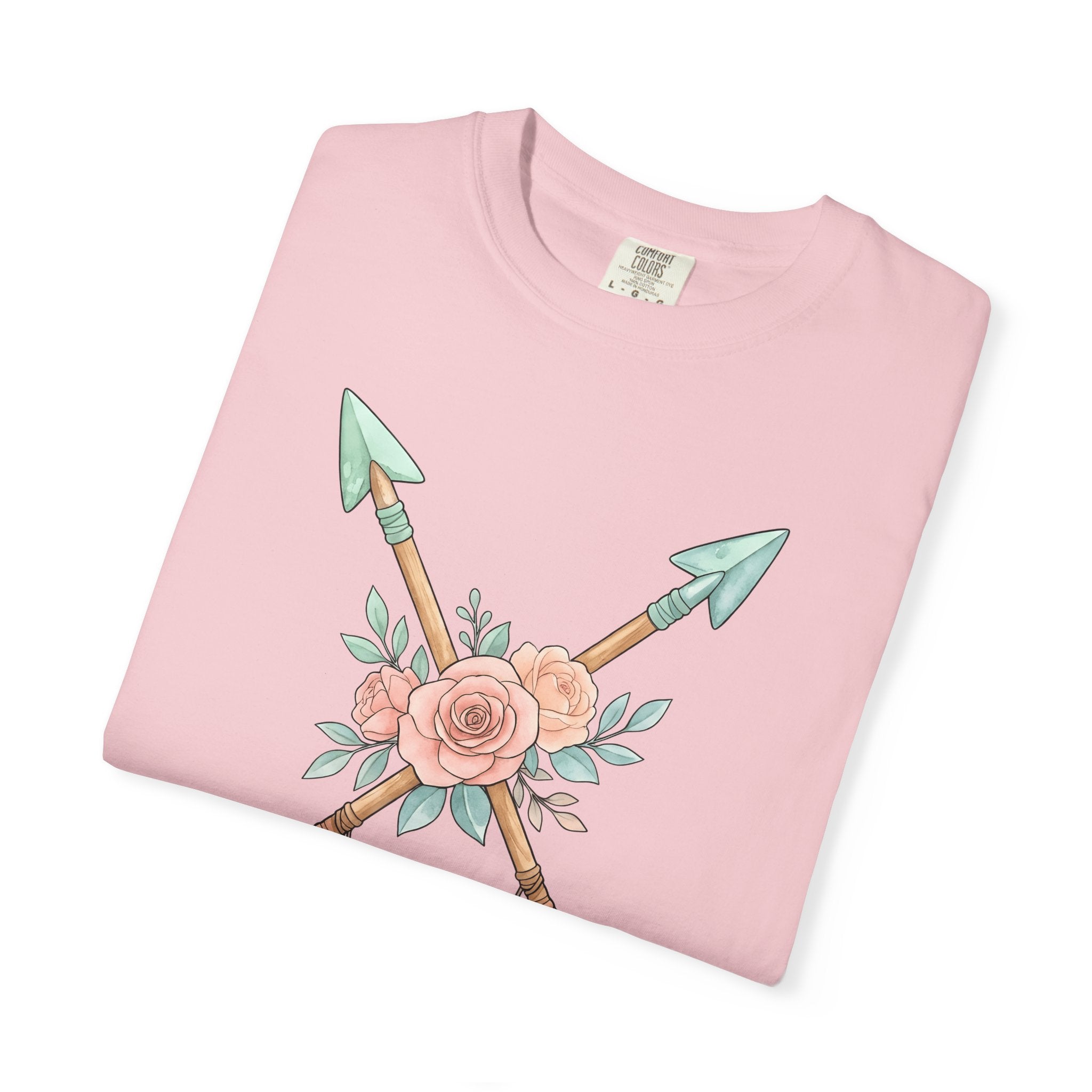 Blossom Arrows Shirt Boho Chic Petals Gift Women Brush Stroke Tee Arrow T-Shirt Bohemian Fan Painted Tshirt Floral Graphic Doodle Quills