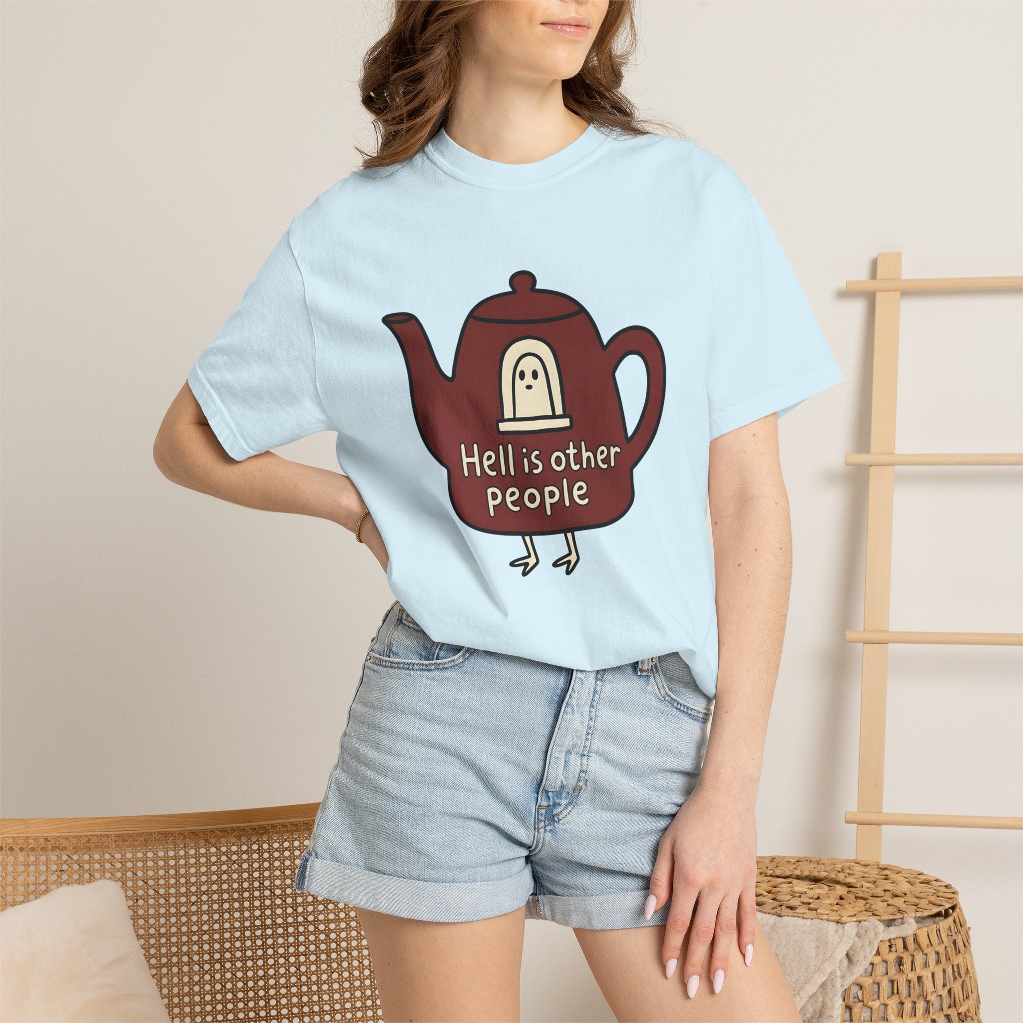 Tea Kettle Icon Shirt Boho Chic Gag Gift Women Line Art Tee Kettle T-Shirt Bohemian Fan Minimalist Tshirt Joke Graphic Basic Apparition