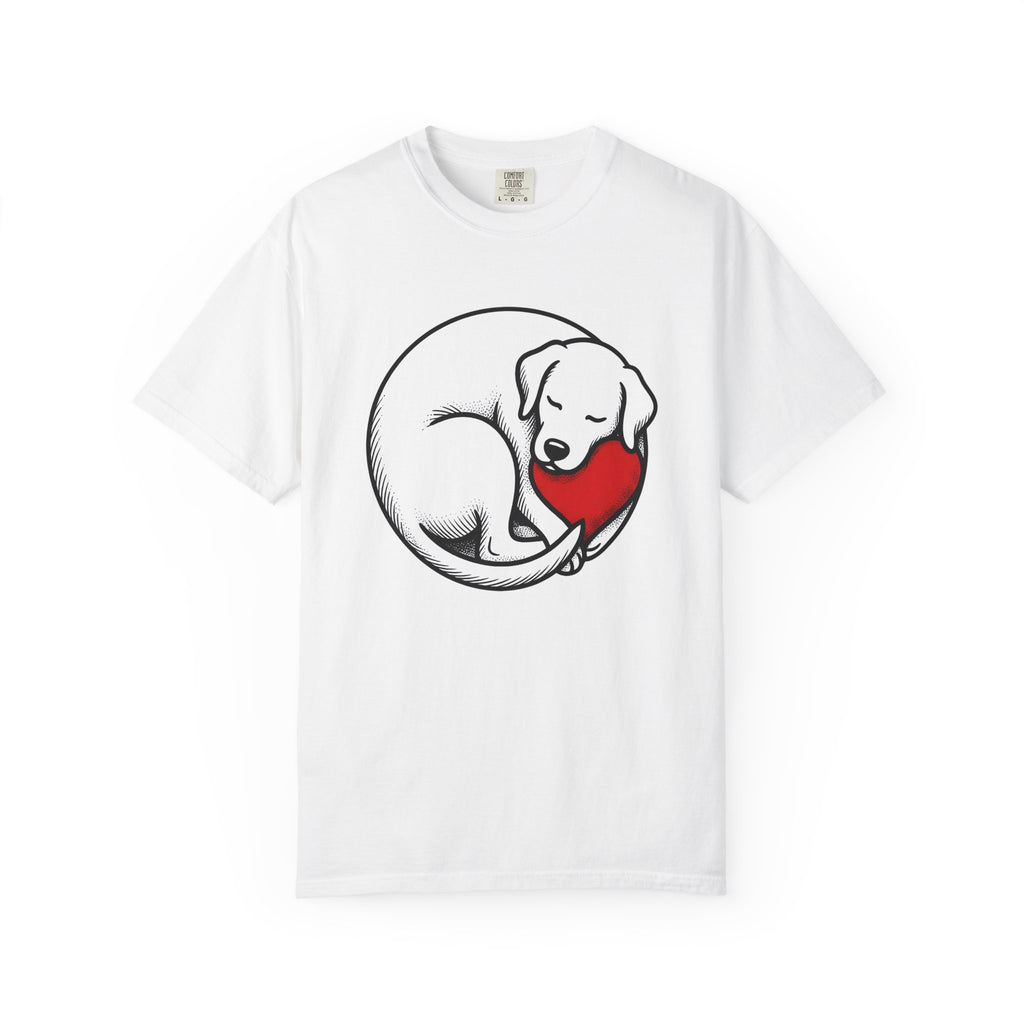 Napping Dog Shirt Dog Pet Gift Women Simple Tee Sleeping Dog T-Shirt Dog Fan Canine Tshirt Pet Illustration Retro Love Symbol Tshirt