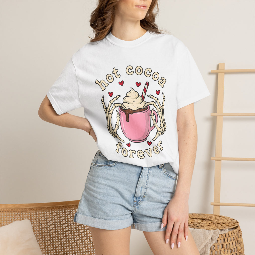 Chocolate Mug Shirt Desserts Macabre Gift Women Hand Drawn Tee Hot Chocolate T-Shirt Sweets Fan Illustrated Tshirt Dark Graphic Sketch Bone