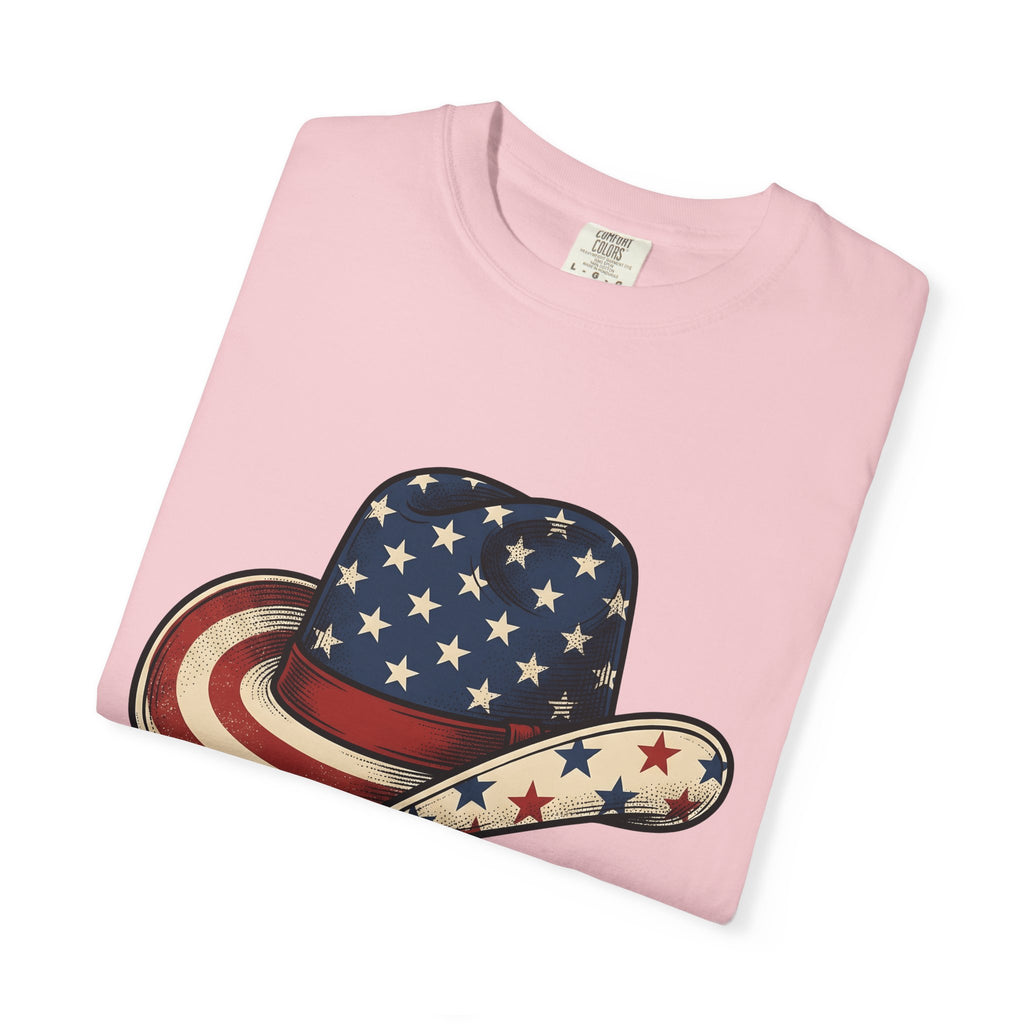 Cowboy Hat Shirt 4th Of July Patriotic Gift Women Vintage Tee Cowboy T-Shirt Independence Fan Western Tshirt American Graphic Retro Stars