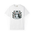 Husky Pet Shirt Dog Holidays Gift Women Sketch Tee Siberian Husky T-Shirt Dog Owner Fan Husky Drawing Christmas Graphic Line Art Pine