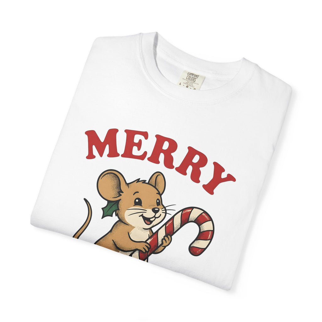 Rodent Candy Cane Shirt Christmas Wildlife Gift Women Comic Tee Mouse T-Shirt Xmas Fan Cartoon Tshirt Wildlife Graphic Sketch Ivy Tshirt