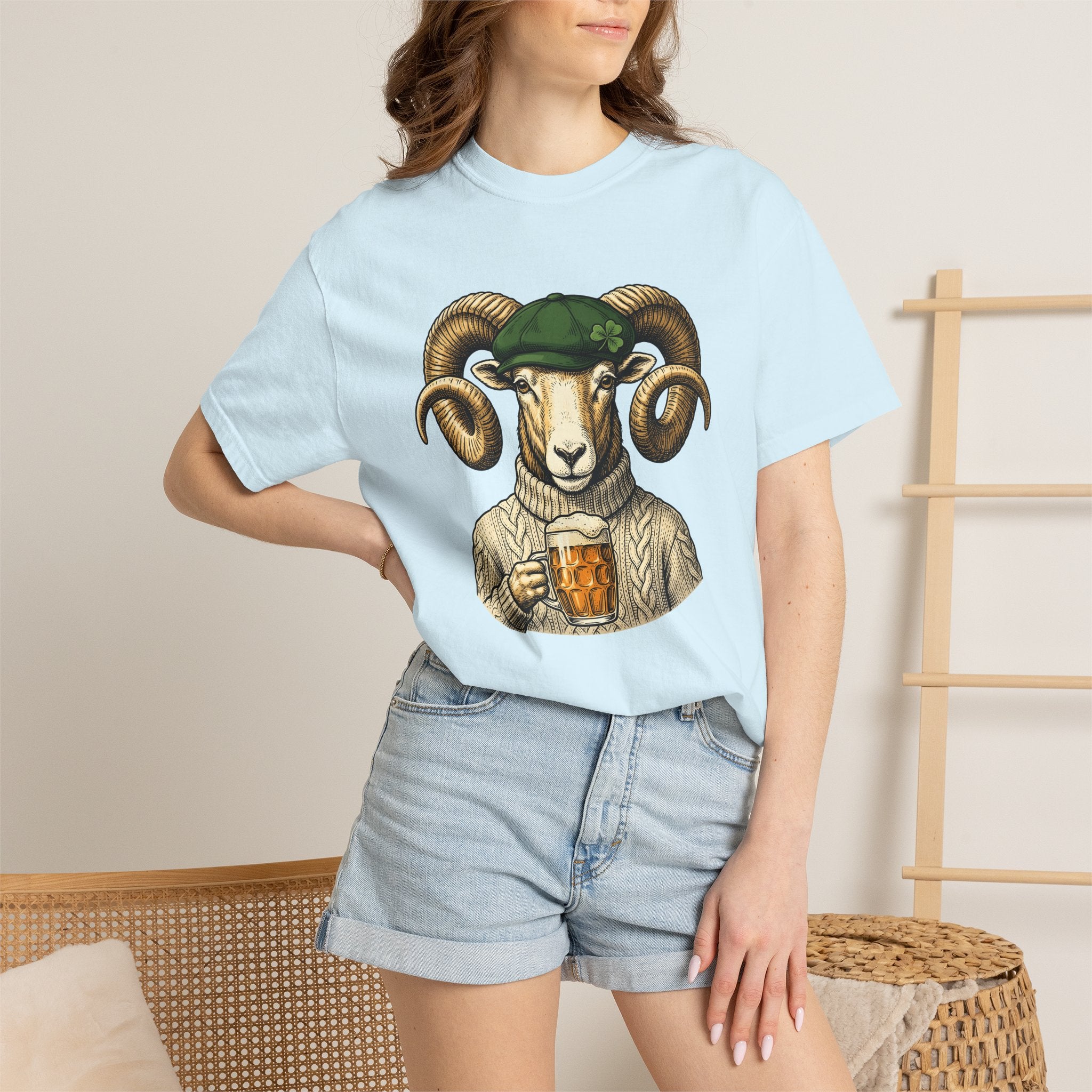 Sheep Stout Shirt St Patrick's Day Critters Gift Women Old School Tee Stout T-Shirt Patrick's Day Fan Vintage Tshirt Animal Graphic Line Art
