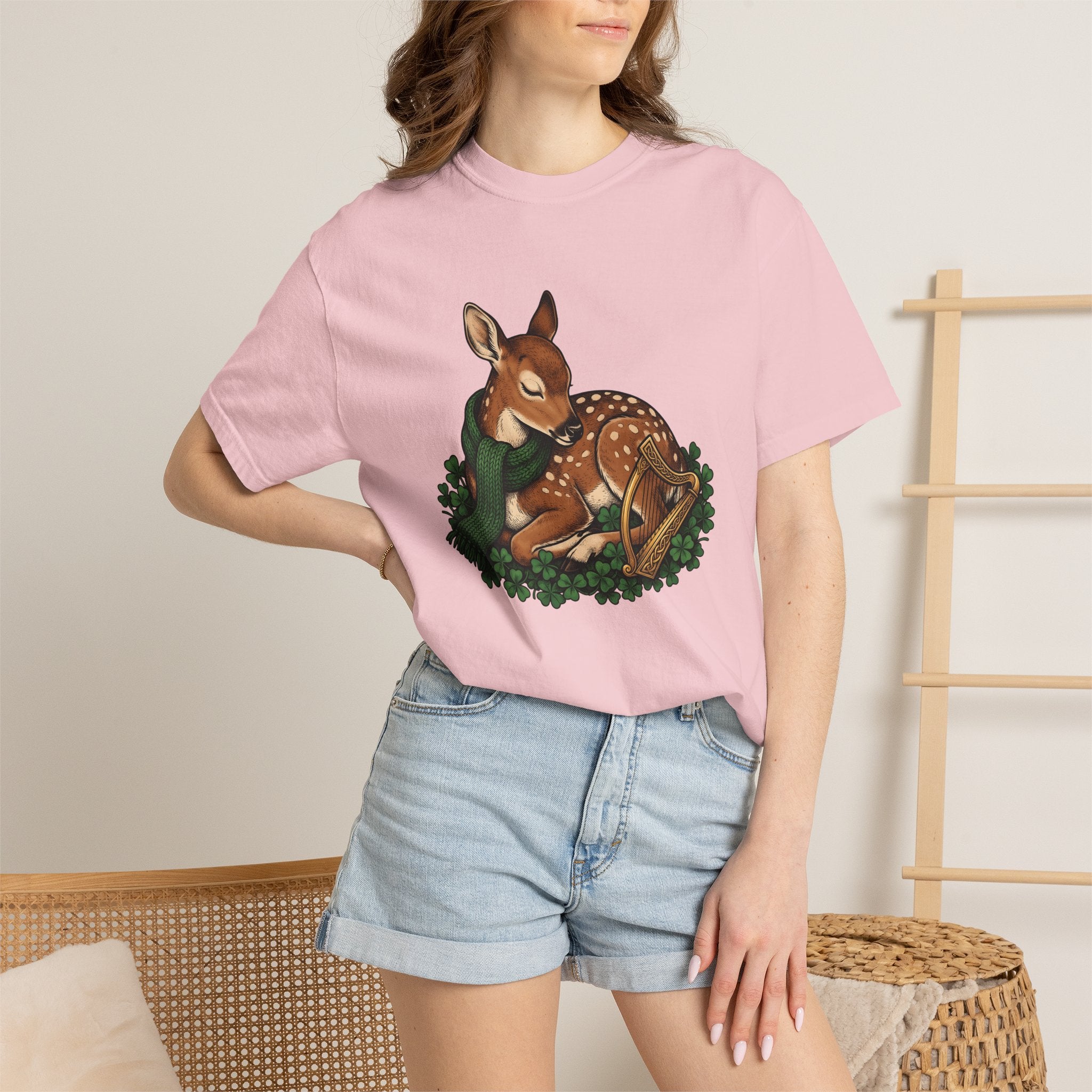 Buck Shamrock Shirt St Patrick's Day Creatures Gift Women Hand Drawn Tee Shamrock T-Shirt St Patty's Fan Illustrated Tshirt Beast Graphic