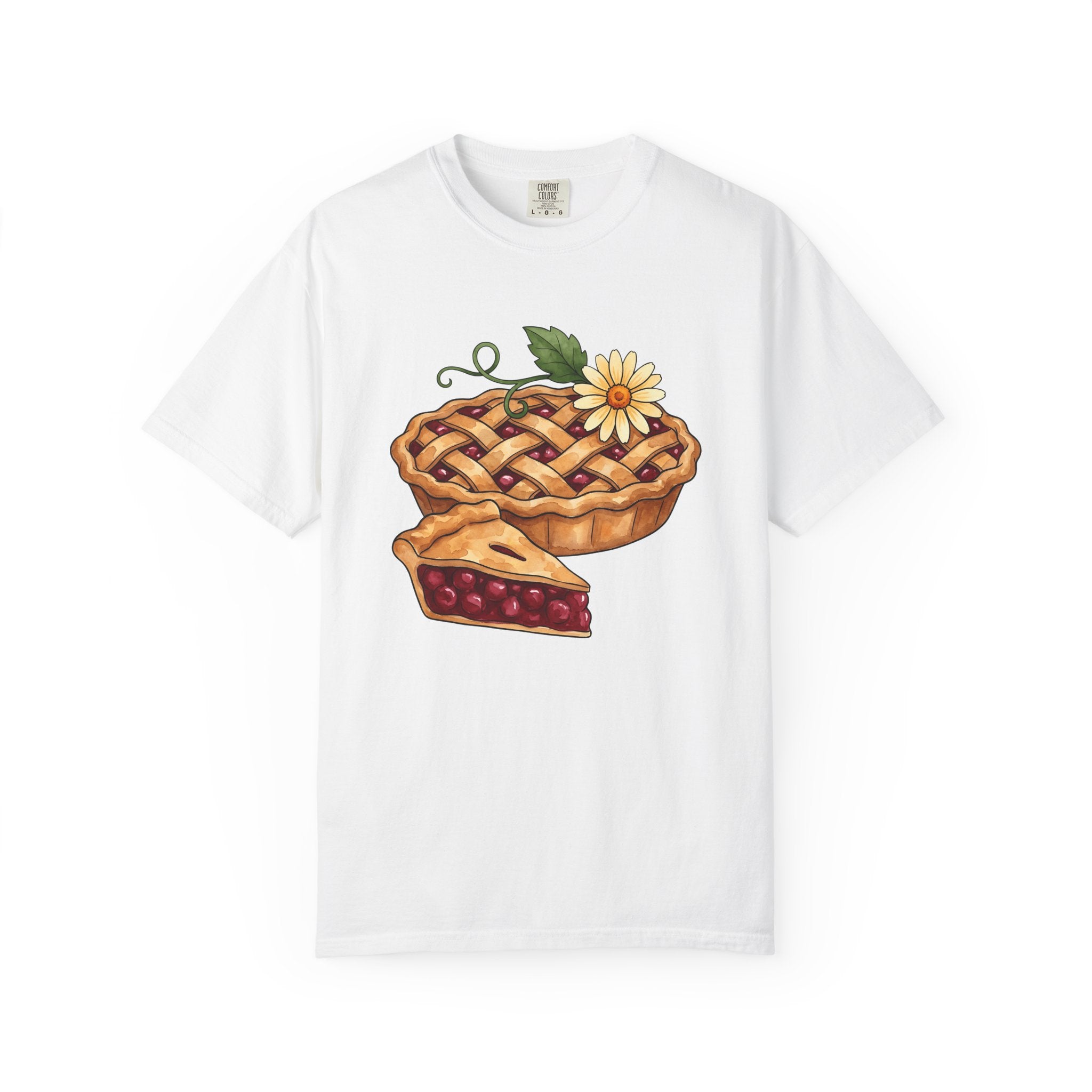 Cherry Pie Shirt Desserts Baking Gift Women Watercolor Tee Pie T-Shirt Sweets Fan Aquarelle Tshirt Pastry Graphic Vintage Daisy Flower