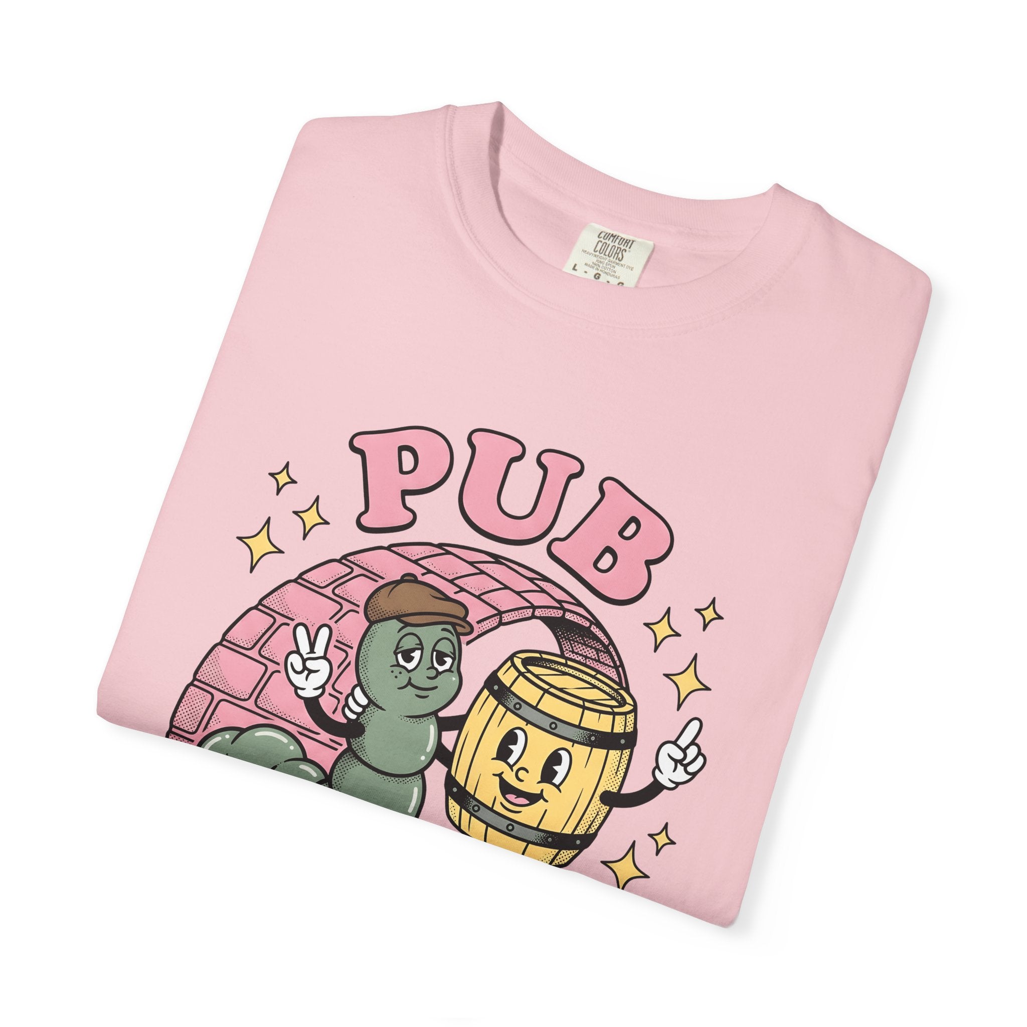 Cartoon Worm Barrel Shirt St Patrick's Day Beverages Gift Women Line Art Tee Worm T-Shirt Luck Fan Illustrated Tshirt Drink Design Cartoon