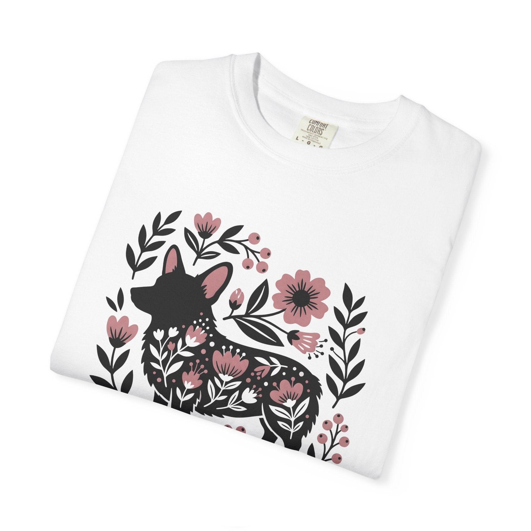 Corgi Puppy Shirt Dog Botanical Gift Women Boho Tee Puppy T-Shirt Dog Fan Canine Tshirt Floral Graphic Simple Flower Tshirt