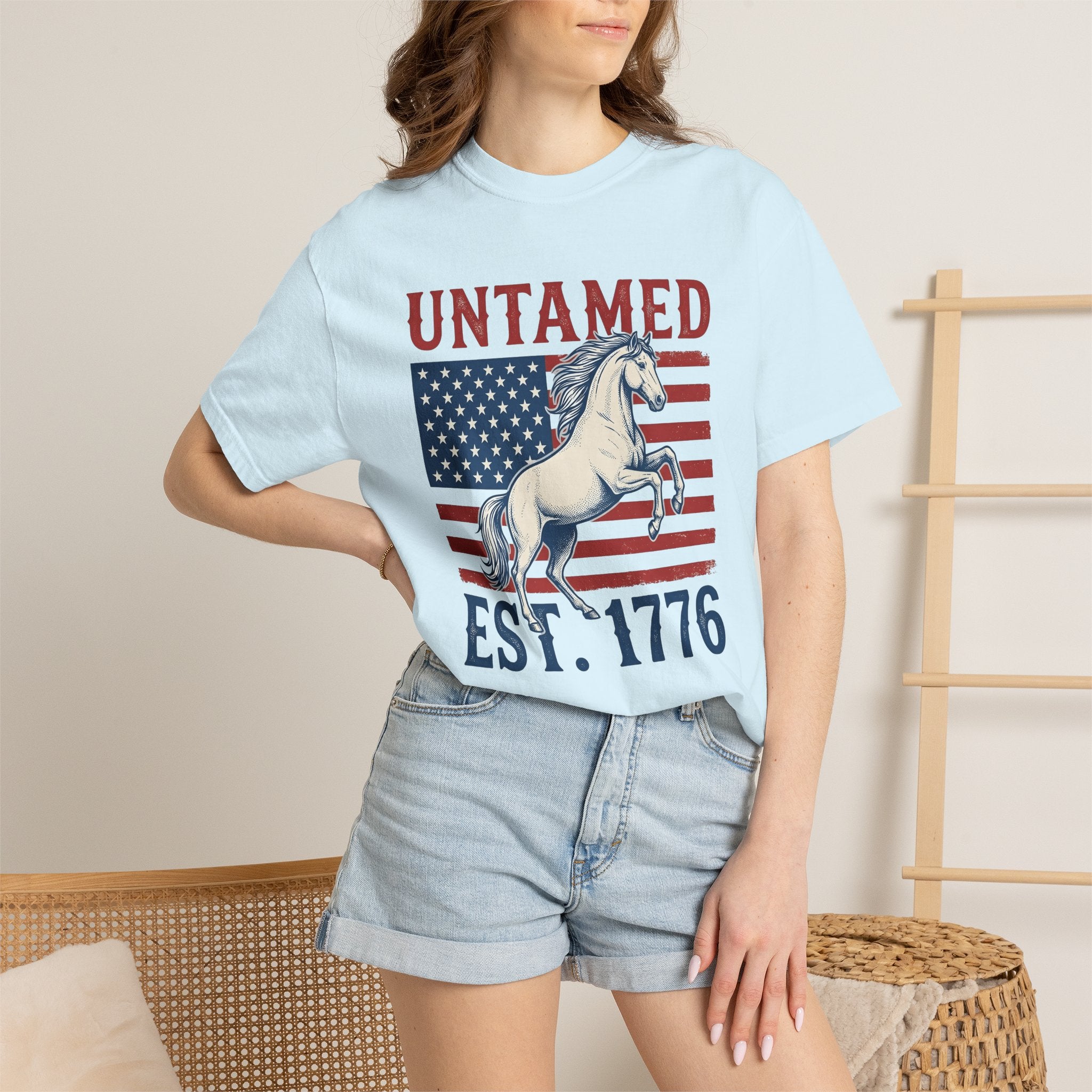Patriotic Horse Shirt America Western Gift Women Vintage Tee Equine T-Shirt American Enthusiast Distressed Tshirt Cowboy Graphic Retro