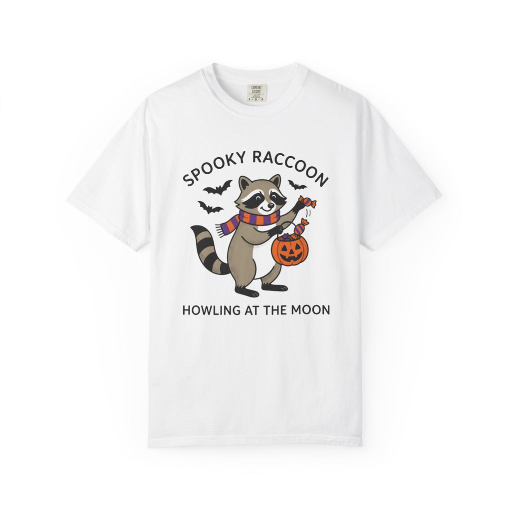 Raccoon Pumpkin Shirt Halloween Wildlife Gift Women Cartoon Tee Trash Panda T-Shirt Horror Fan Toon Tshirt Animal Graphic Hand Drawn Bats