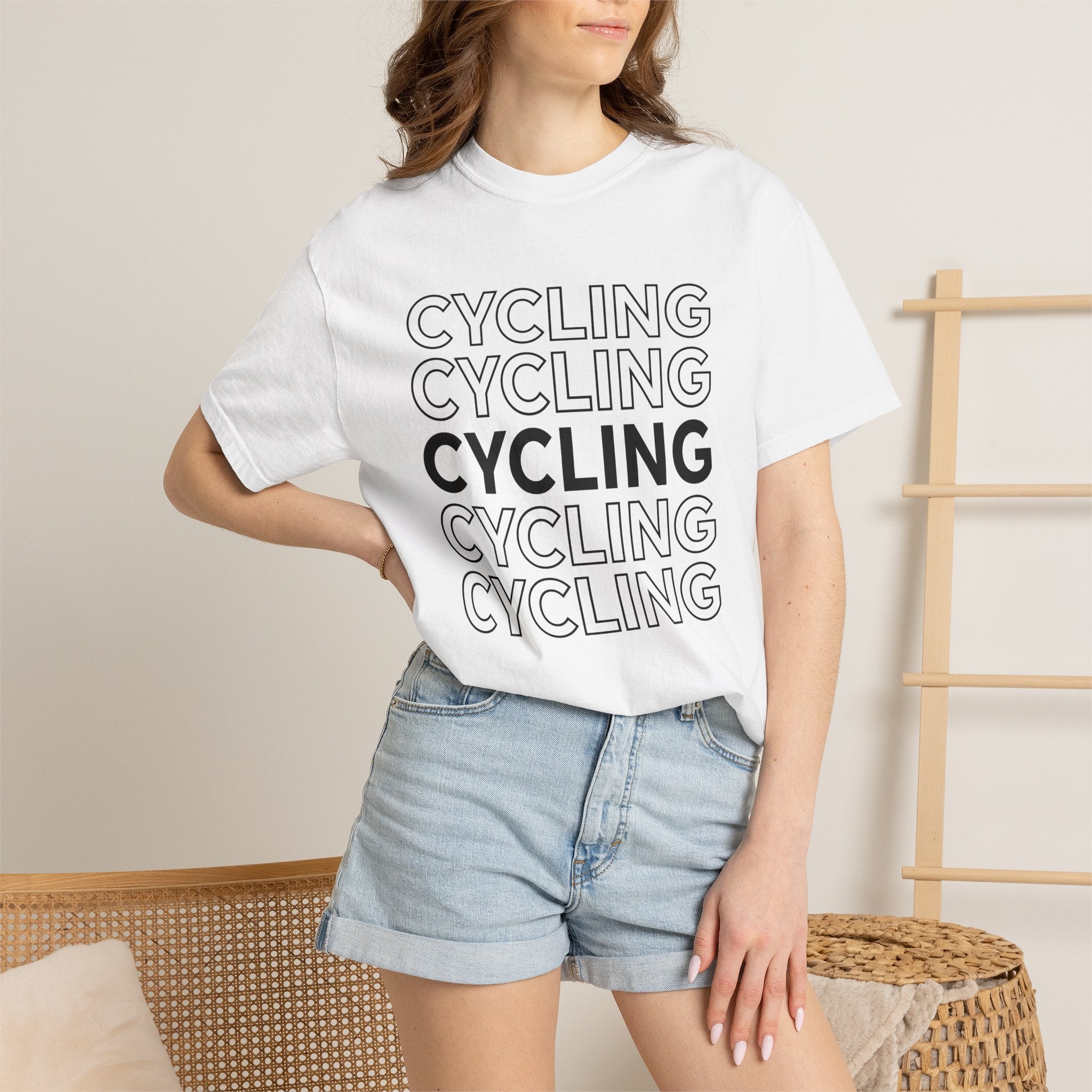 Bike Lettering Shirt Cycling Gym Gift Women Strong Tee Typography T-Shirt Cyclist Enthusiast Bold Tshirt Fitness Graphic Simple Design