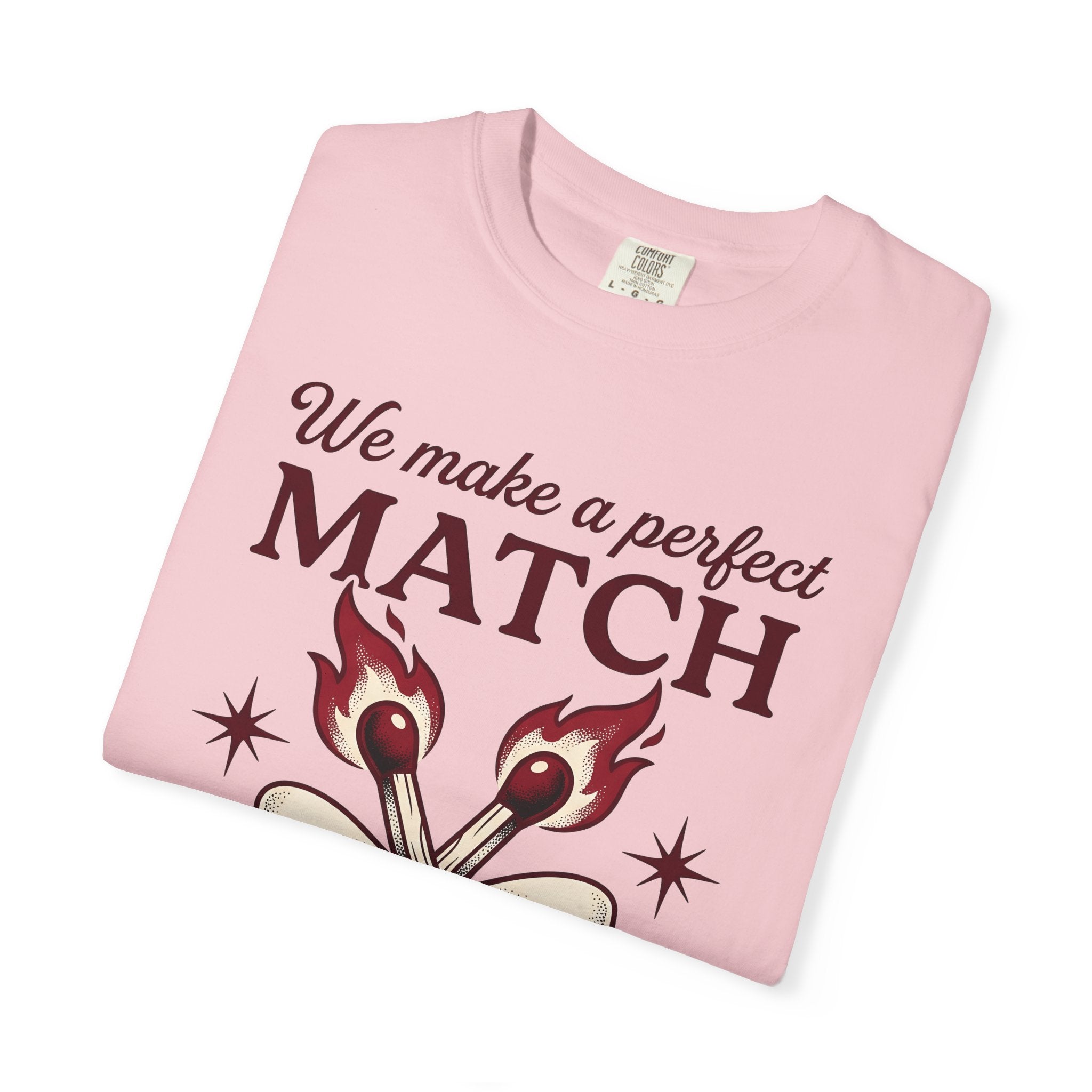 Burning Match Bow Shirt St. Valentine's Day Relationship Gift Women Traditional Tattoo Tee Matchstick T-Shirt Valentine Fan Classic Tattoo