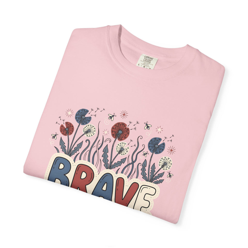 Dandelion Flowers Shirt 4th Of July Patriotic Gift Women Folk Art Tee Taraxacum T-Shirt Independence Fan Americana Graphic Tshirt Hand Drawn