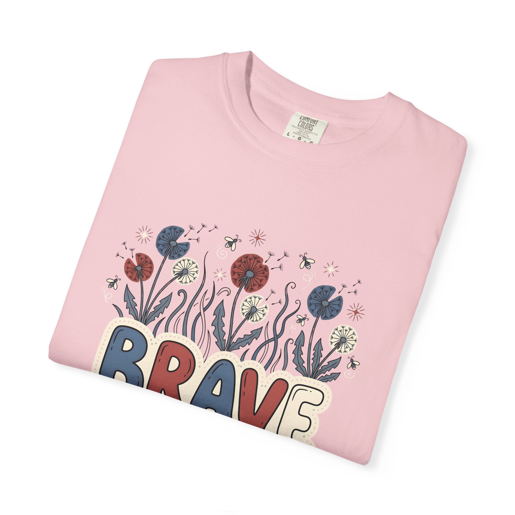 Dandelion Flowers Shirt 4th Of July Patriotic Gift Women Folk Art Tee Taraxacum T-Shirt Independence Fan Americana Graphic Tshirt Hand Drawn