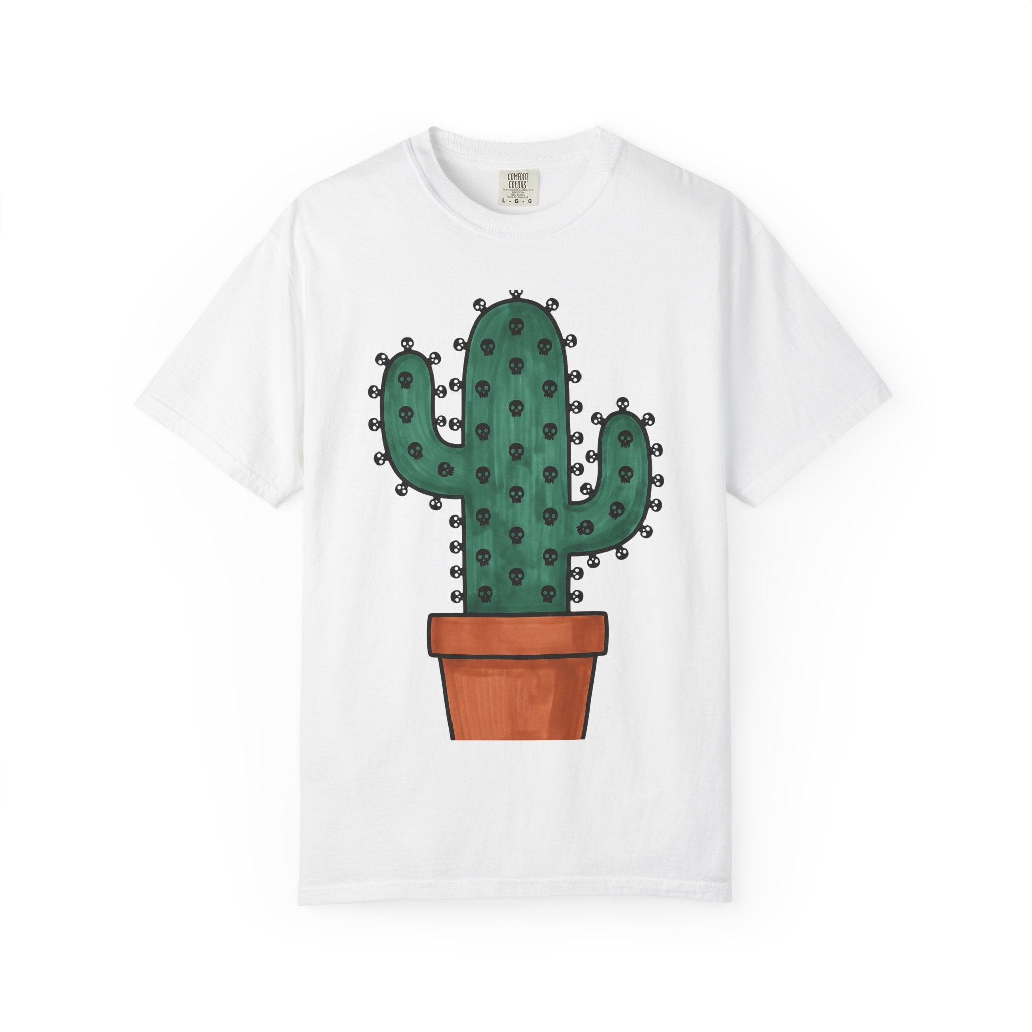 Cactus Plant Shirt Cottagecore Goth Gift Women Doodle Tee Succulent T-Shirt Homesteader Fan Hand Drawn Tshirt Dark Graphic Cartoon Skulls
