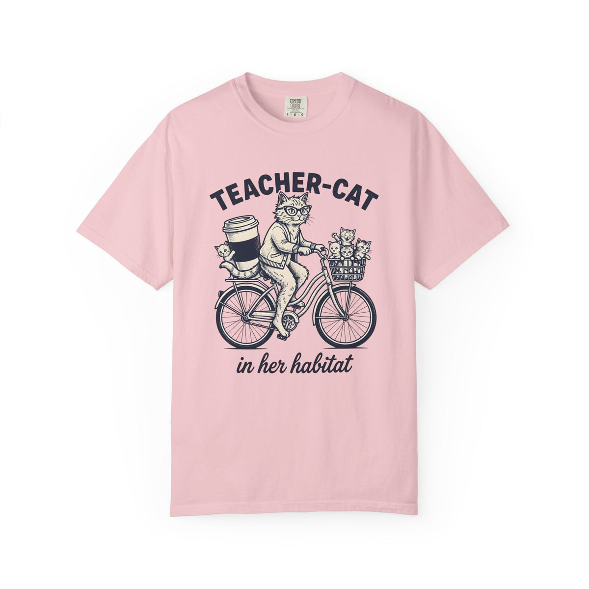 Cat Bicycle Rustic T-Shirt – Teacher Kitty Lover Cycling, Unisex Graphic Tee
