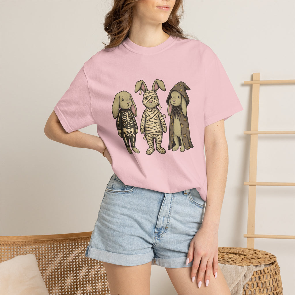 Rabbit Costume Shirt Halloween Fauna Gift Women Playful Tee Bunny T-Shirt Halloween Fan Costume Tshirt Wildlife Graphic Line Art Glimmers