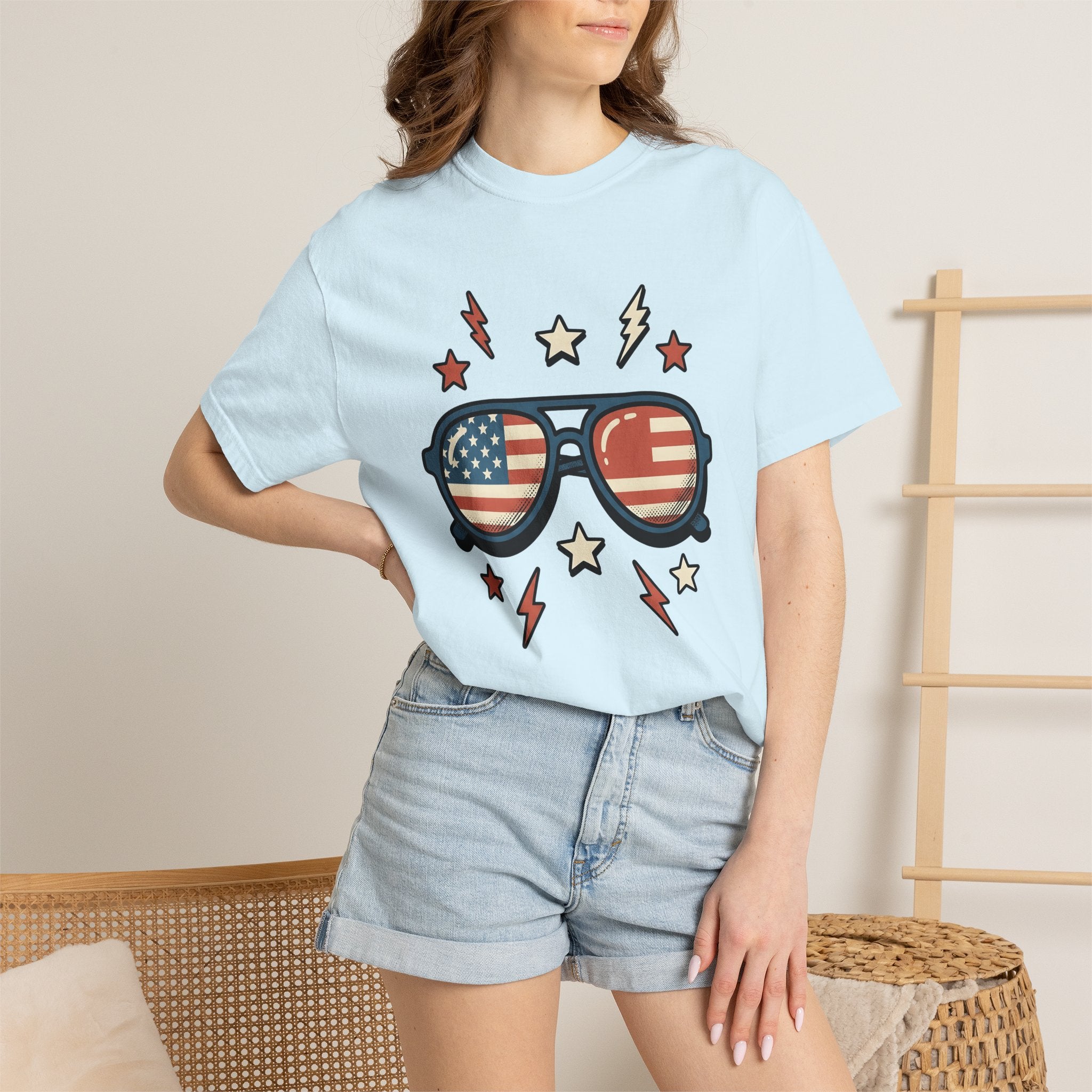 Independence Sunglasses Shirt 4th Of July Vacation Gift Women Cartoon Tee Shades T-Shirt Fireworks Fan Cool Tshirt Getaway Graphic Design