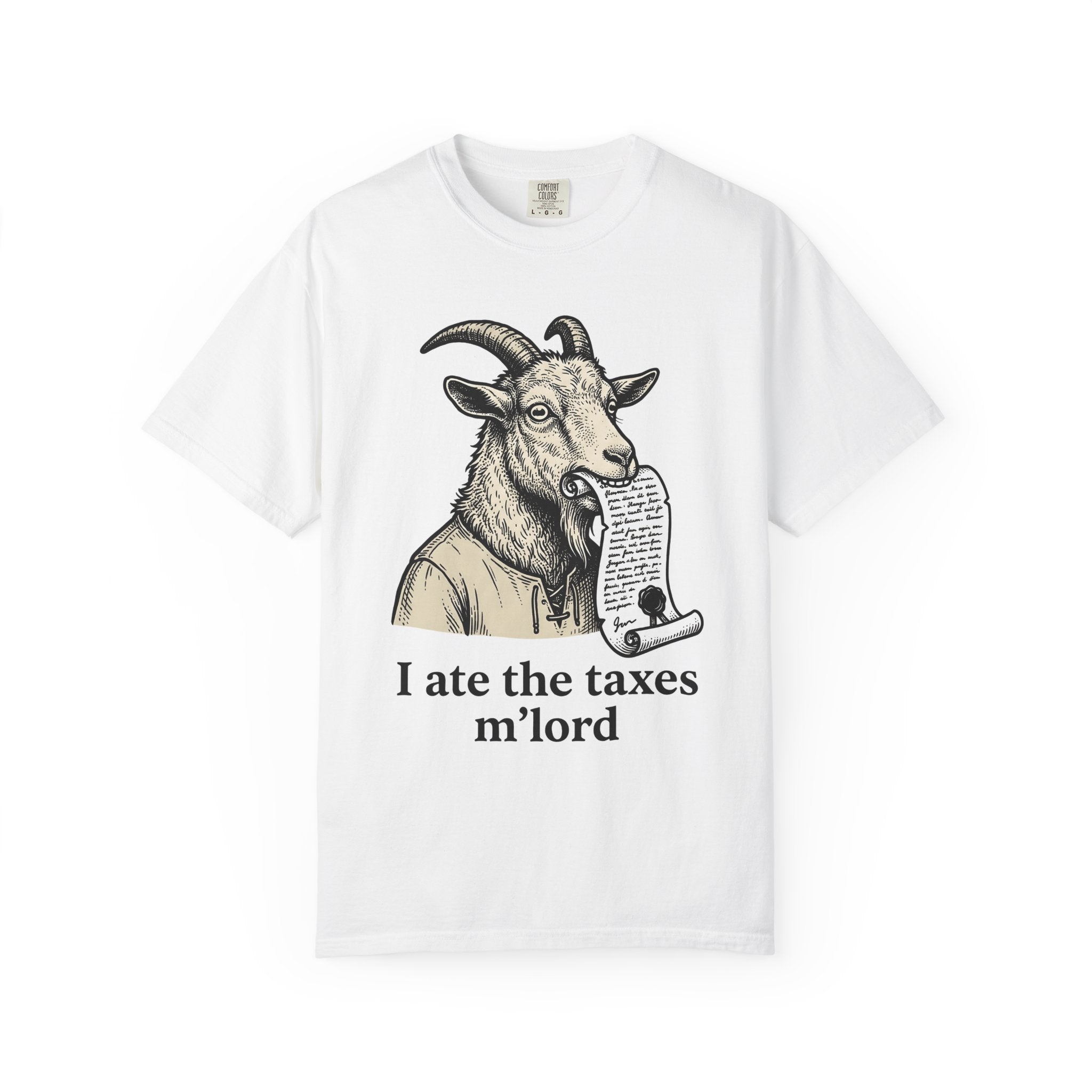 Goat Eating Paper Shirt Funny Creatures Gift Women Antique Tee Billy Goat T-Shirt Humor Fan Vintage Tshirt Beast Graphic Doodle Period