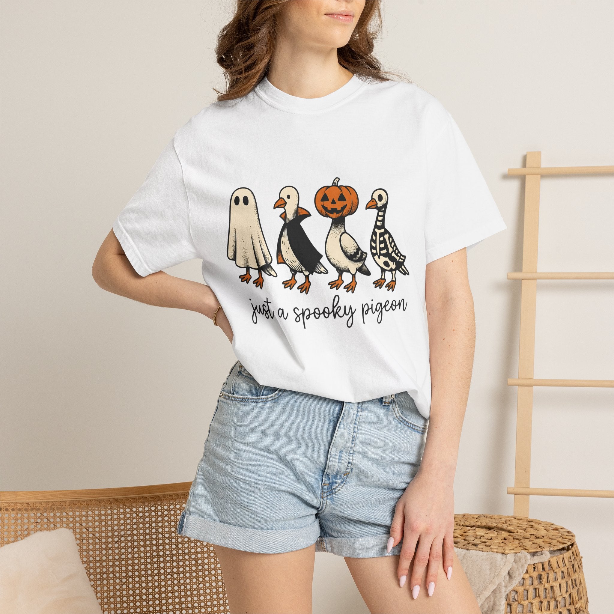 Dove Outfits Shirt Halloween Creatures Gift Women Animated Tee Pigeon T-Shirt Horror Fan Cartoon Tshirt Monster Graphic Sketch Halloween