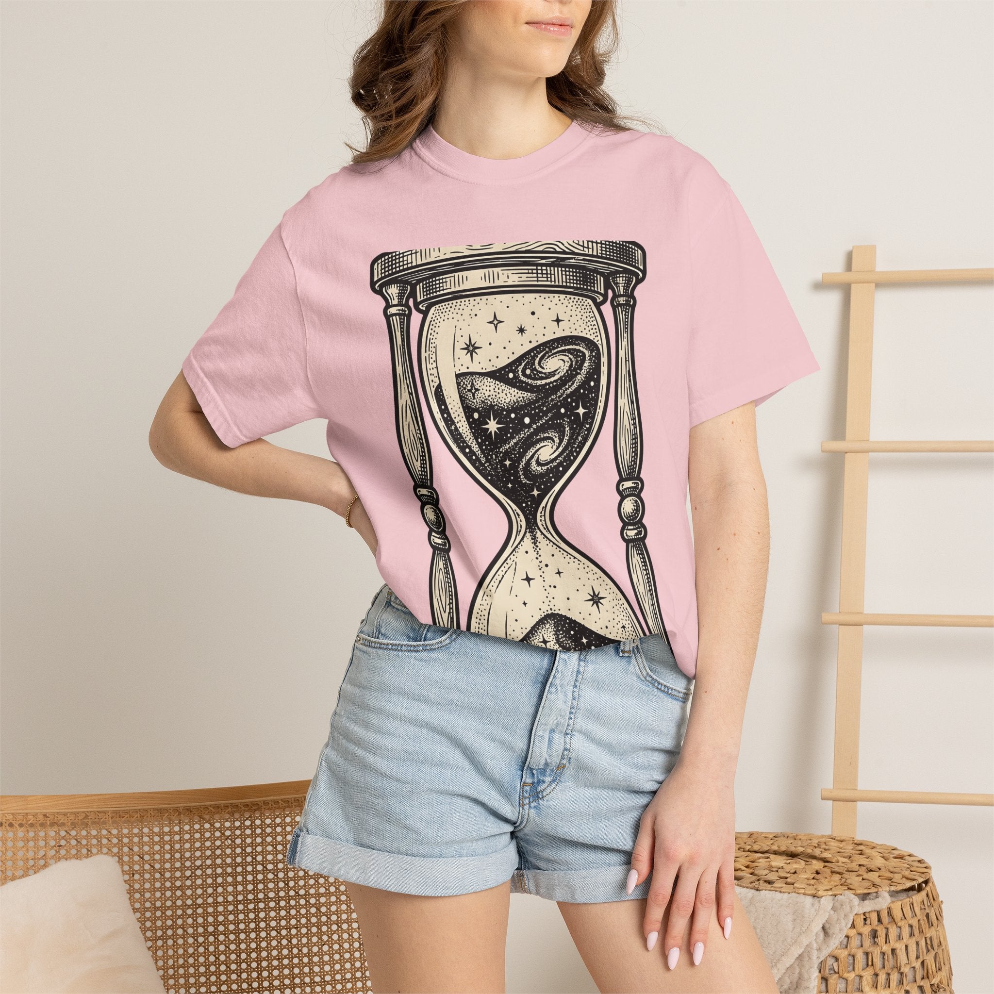 Hourglass Nebula Shirt Space Horoscopes Gift Women Drawing Tee Engraved Hourglass Space Fan Nebula Tshirt Astrology Graphic Classic Stars