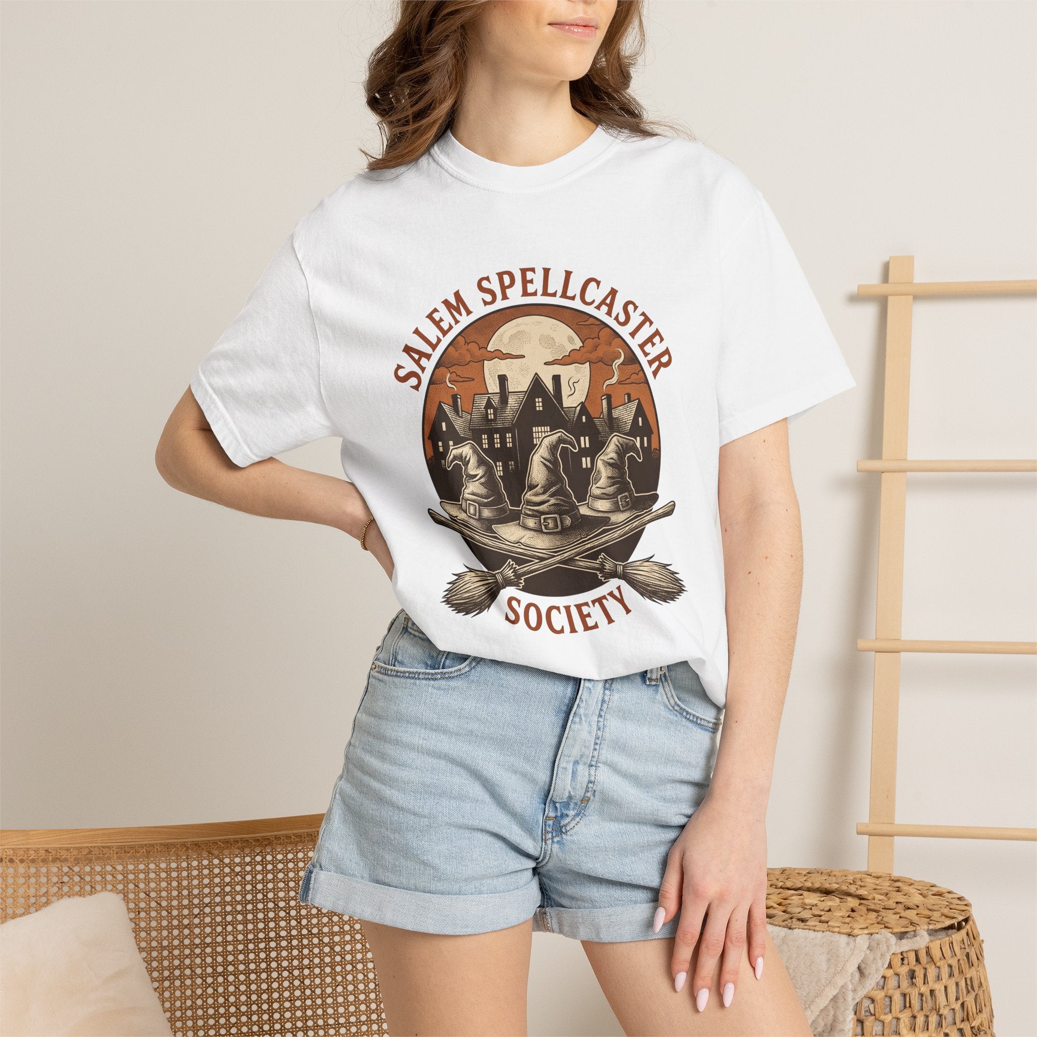 Witch Hats Shirt Halloween Magic Gift Women Rustic Tee Pointy Hats T-Shirt Horror Fan Primitive Tshirt Spell Graphic Doodle Broomsticks