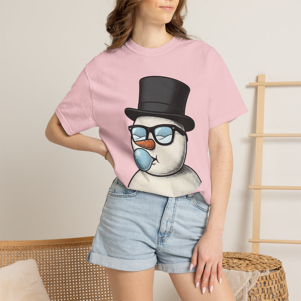 Snowman Art Shirt Christmas Festive Gift Women Caricature Tee Frosty T-Shirt Holiday Fan Cartoon Tshirt Celebration Graphic Classic Sun