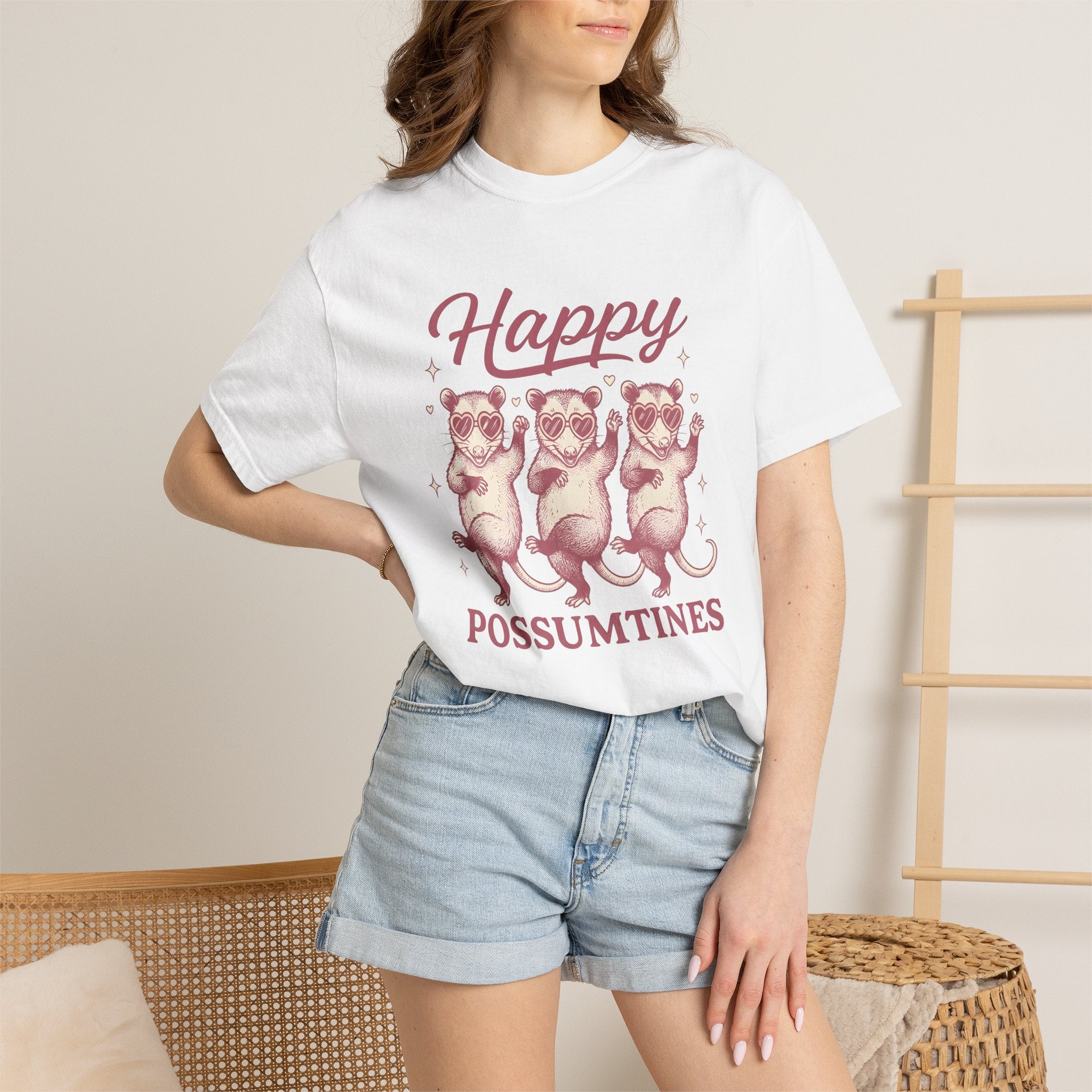 Opossum Group Shirt Valentine Wildlife Gift Women Sketch Tee Possum T-Shirt Valentine Fan Drawing Graphic Retro Love Glasses Tshirt