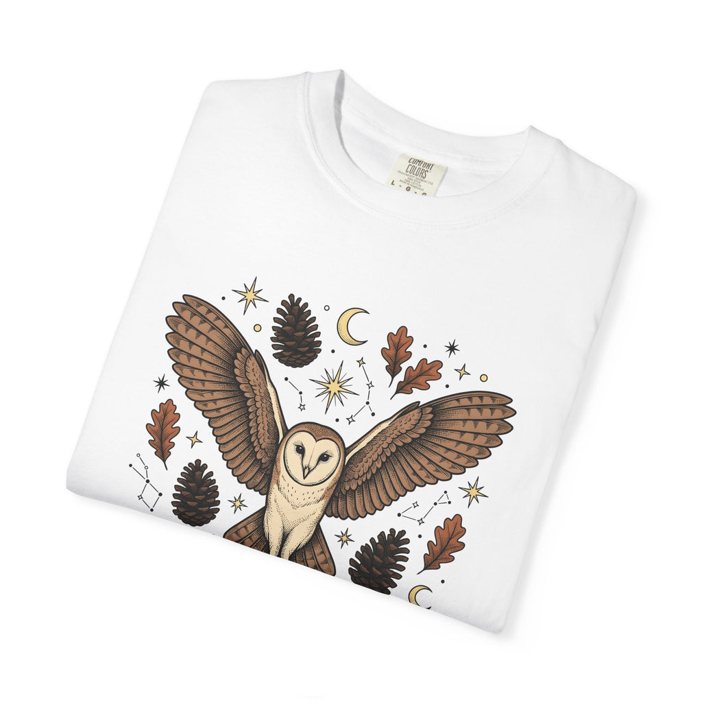Barn Owl Shirt Animals Outdoors Gift Women Tribal Tee Owl T-Shirt Wildlife Enthusiast Primitive Tshirt Nature Graphic Antique Pinecone