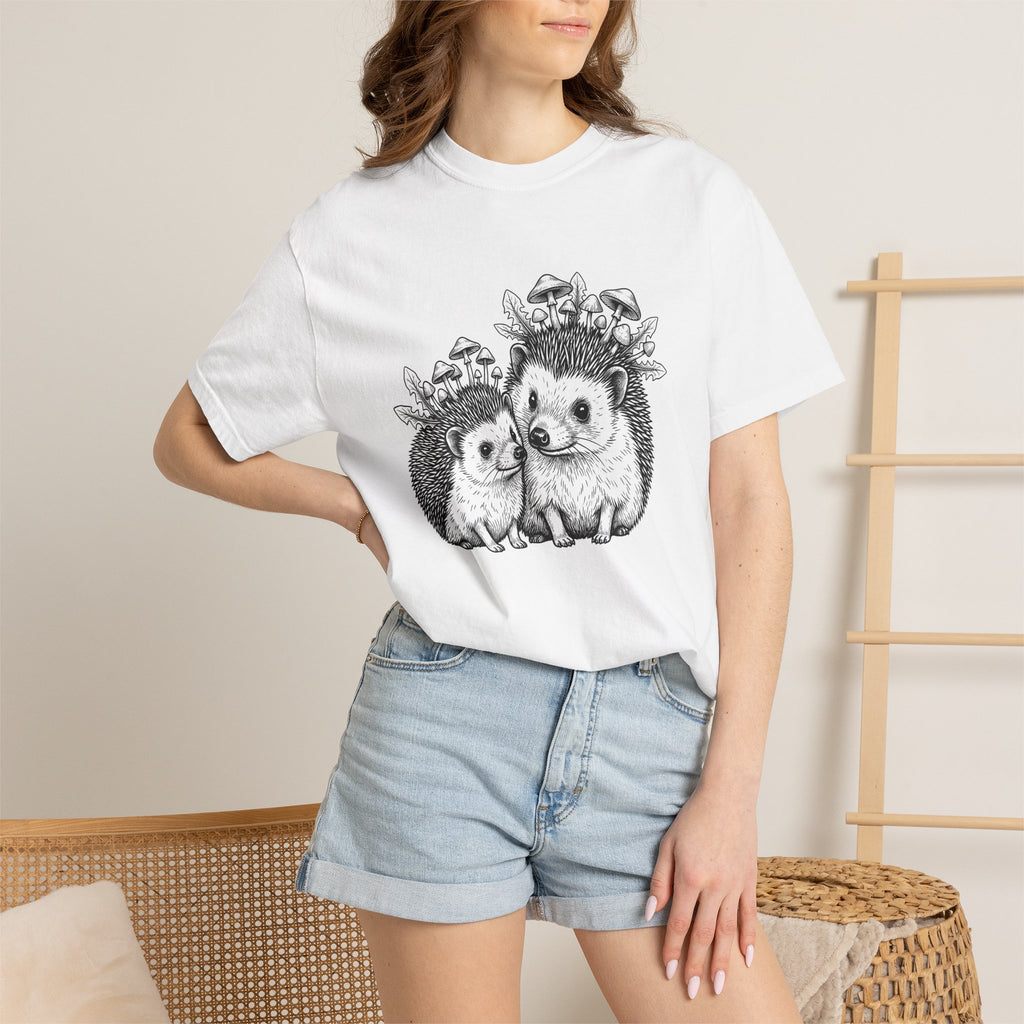 Hedgehog Clan Shirt Animals Environment Gift Women Cartoon Tee Porcupine T-Shirt Wildlife Fan Quirky Tshirt Eco Graphic Rustic Woodland
