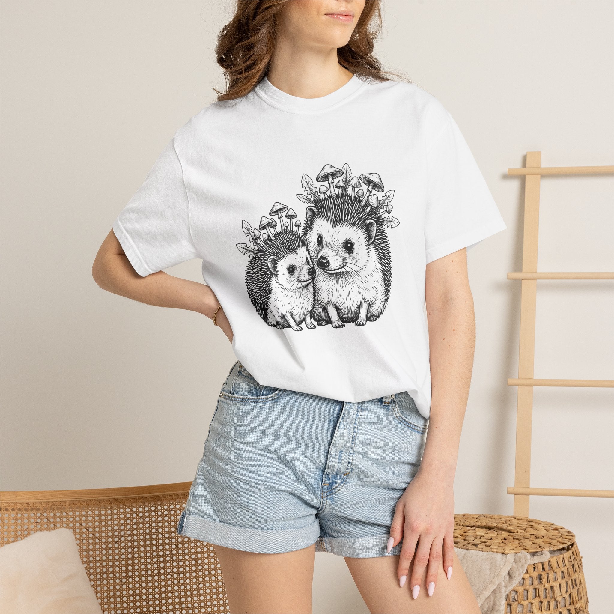 Hedgehog Clan Shirt Animals Environment Gift Women Cartoon Tee Porcupine T-Shirt Wildlife Fan Quirky Tshirt Eco Graphic Rustic Woodland