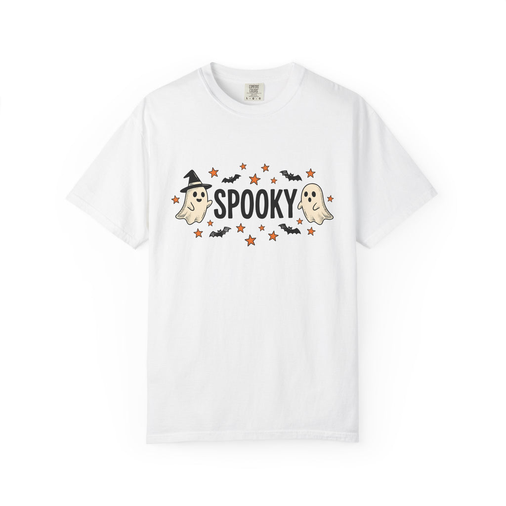 Ghost Clipart Shirt Halloween Horror Gift Women Sweet Tee Spirit T-Shirt Spooky Fan Ghostly Tshirt Horror Graphic Doodle Vampire Bat Tshirt