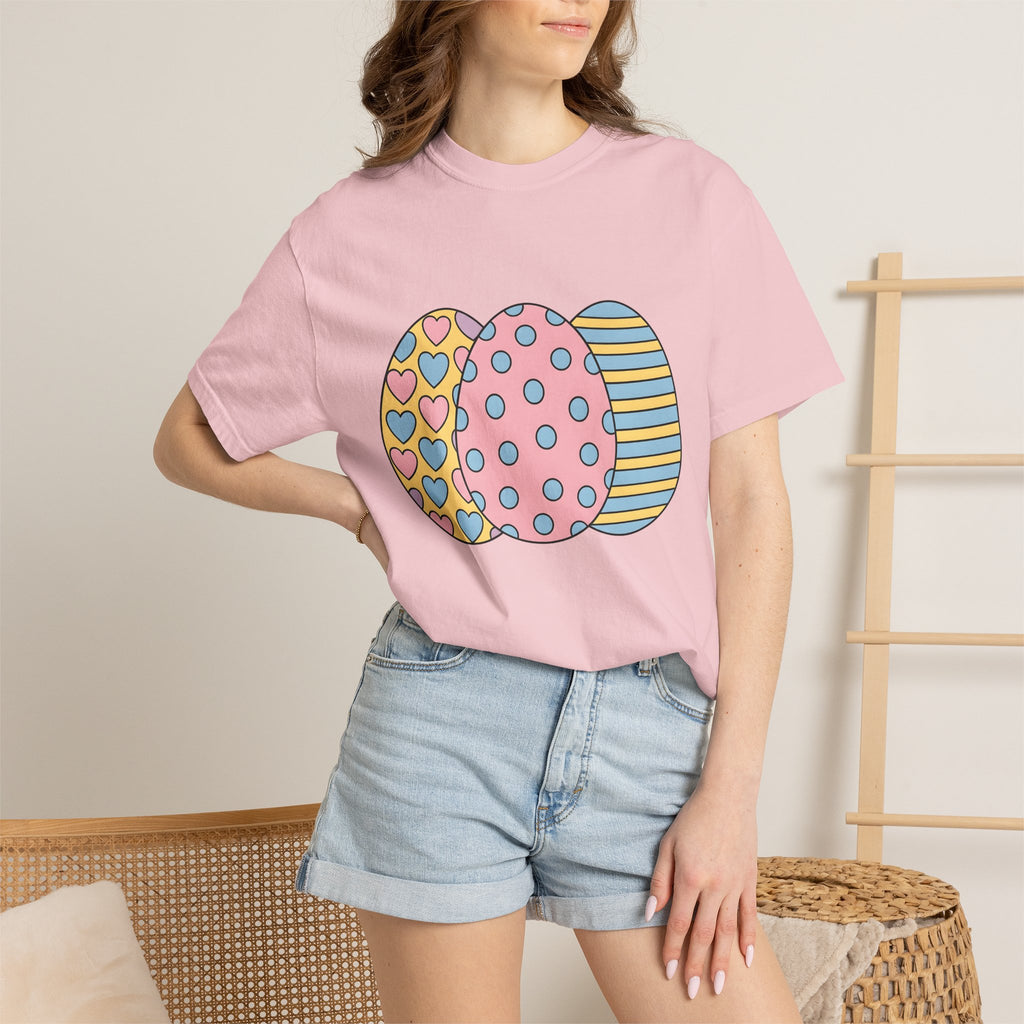 Easter Eggs Shirt Easter Holiday Gift Women Cute Tee Egg T-Shirt Easter Fan Egg Tshirt Holiday Graphic Pastel Hearts Tshirt