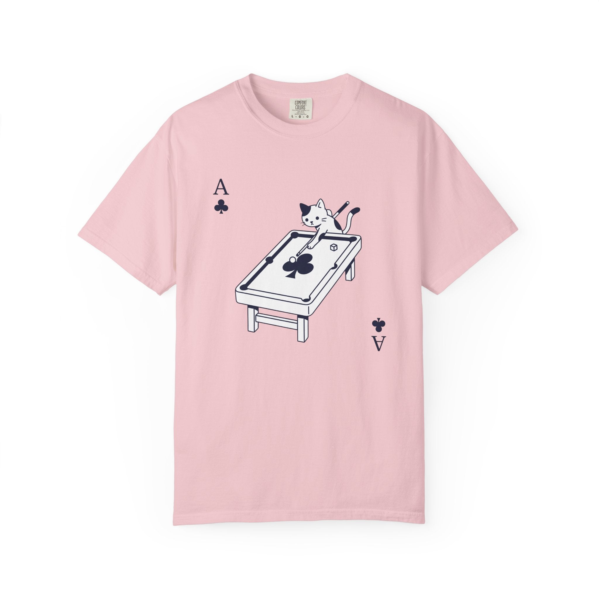 Cat Pool Table Shirt Cat Gaming Gift Women Kawaii Tee Billiard Table T-Shirt Cat Fan Anime Tshirt Gamer Graphic Minimal Playing Card Tshirt