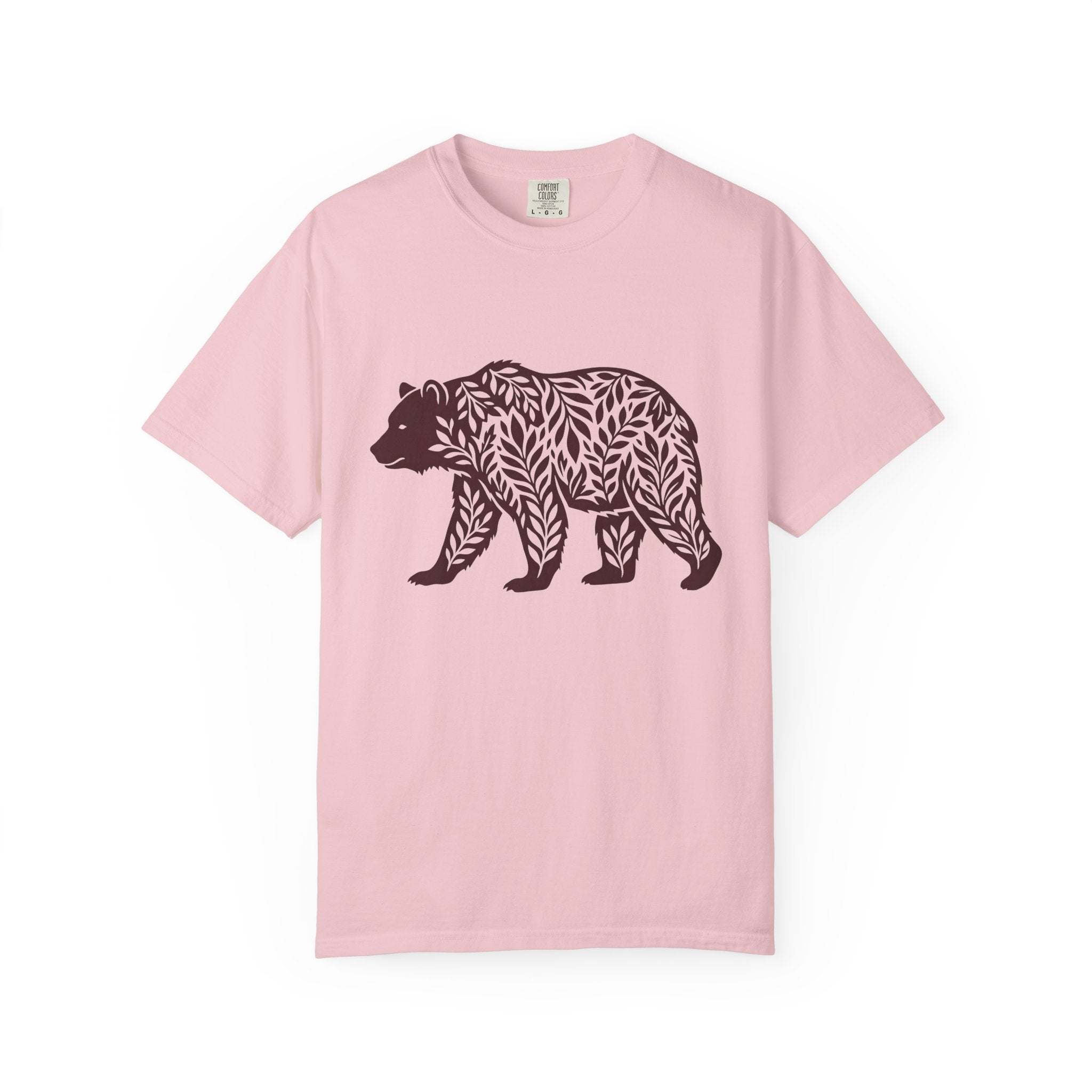 Bear Leaves Shirt Animals Nature Gift Women Botanical Tee Ursine T-Shirt Wildlife Fan Floral Tshirt Environmental Graphic Minimalist Foliage
